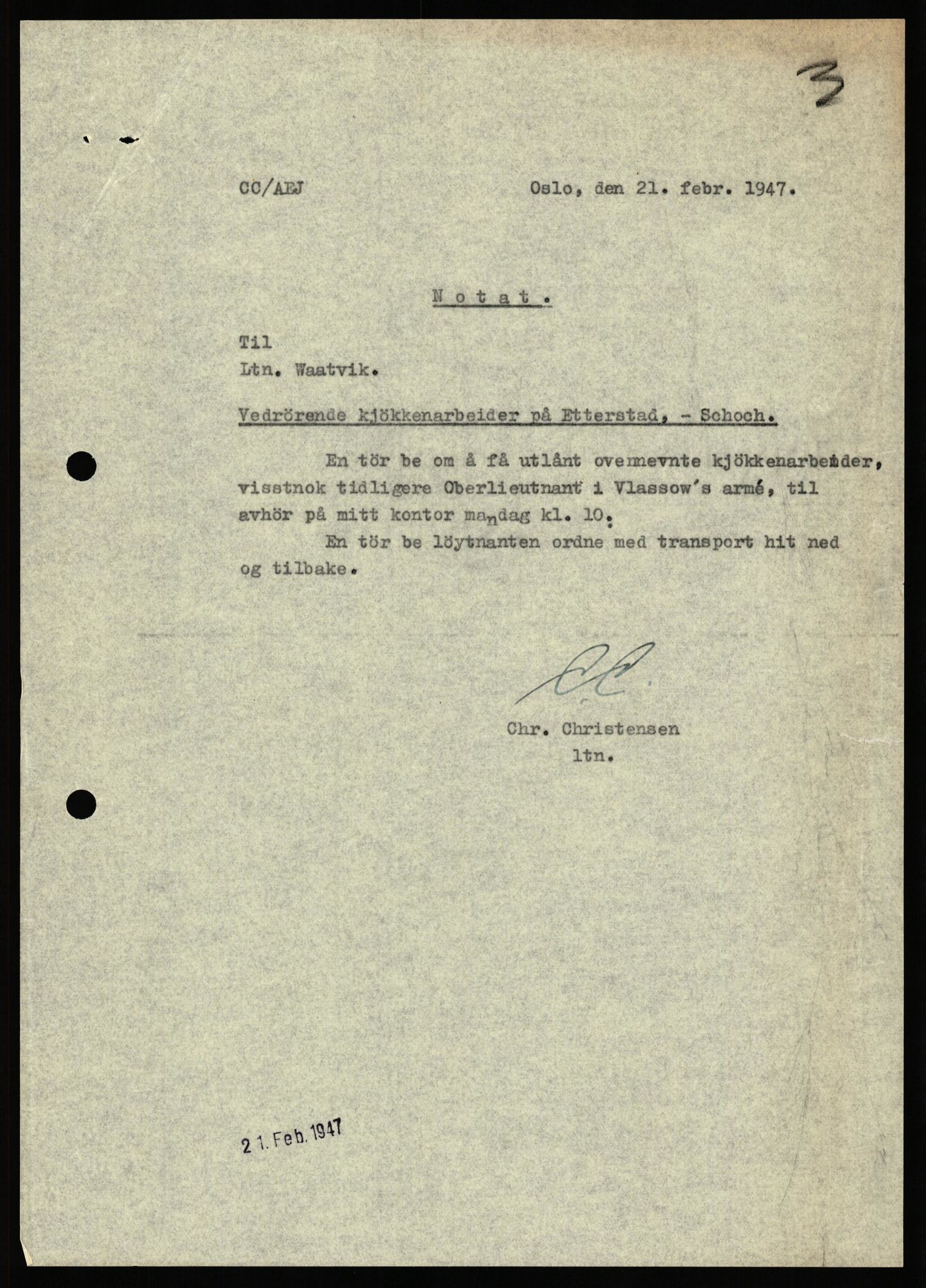 Forsvaret, Forsvarets overkommando II, AV/RA-RAFA-3915/D/Db/L0041: CI Questionaires.  Diverse nasjonaliteter., 1945-1946, s. 46