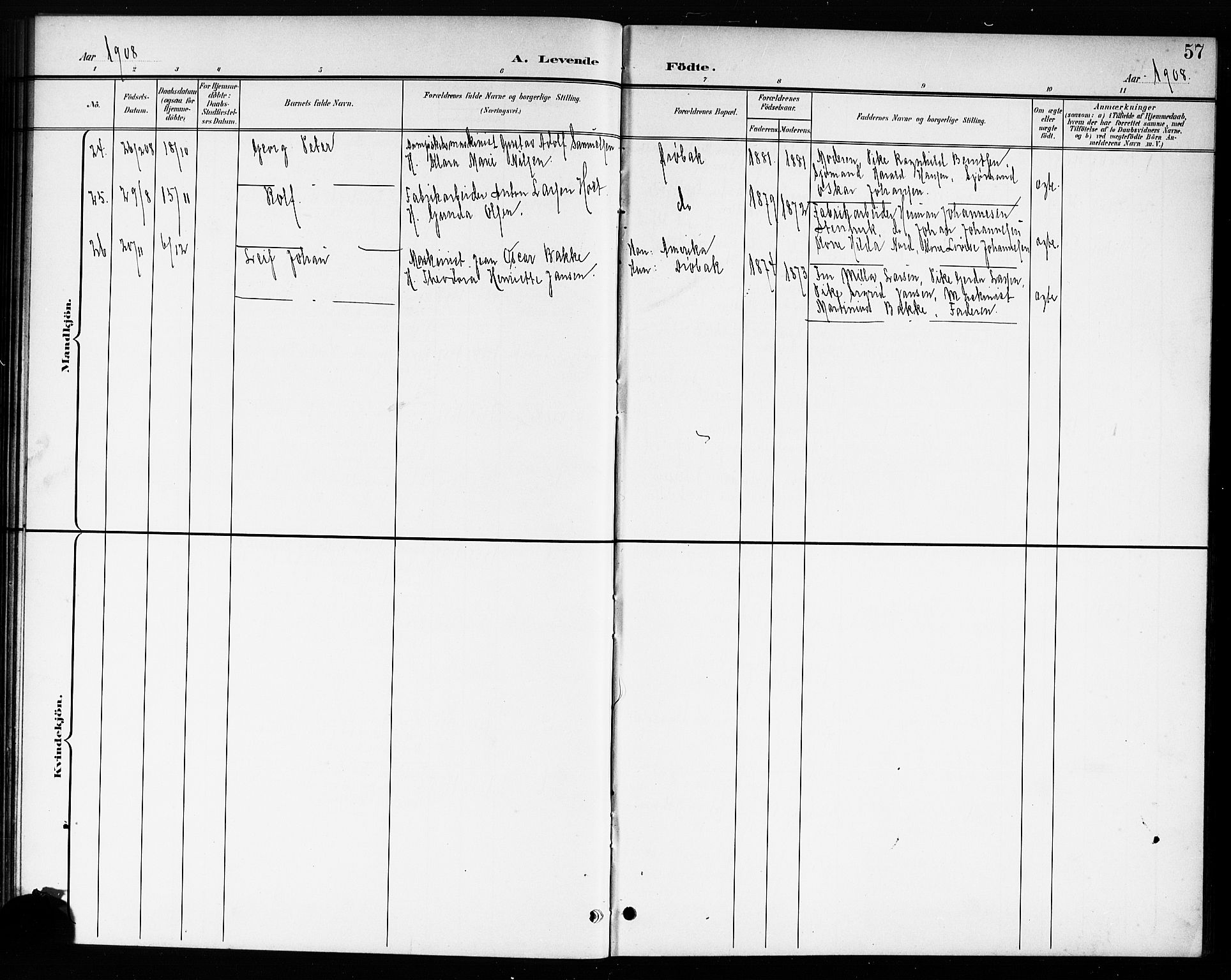 Drøbak prestekontor Kirkebøker, AV/SAO-A-10142a/G/Ga/L0001: Klokkerbok nr. I 1, 1897-1917, s. 57