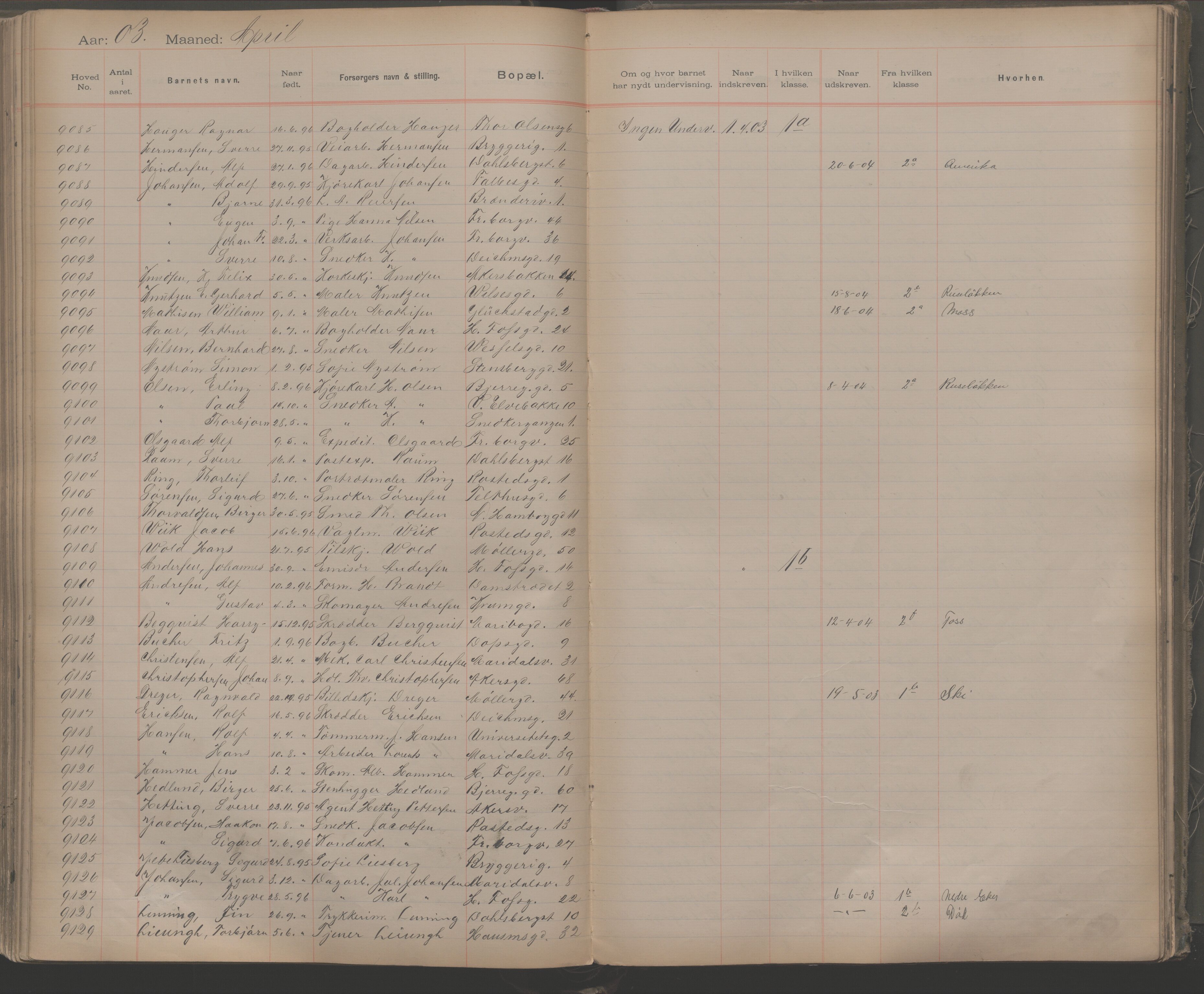 Møllergata skole, OBA/A-20129/F/Fa/L0001: Ut-/innskrivningsprotokoll, 1889-1907, s. 208