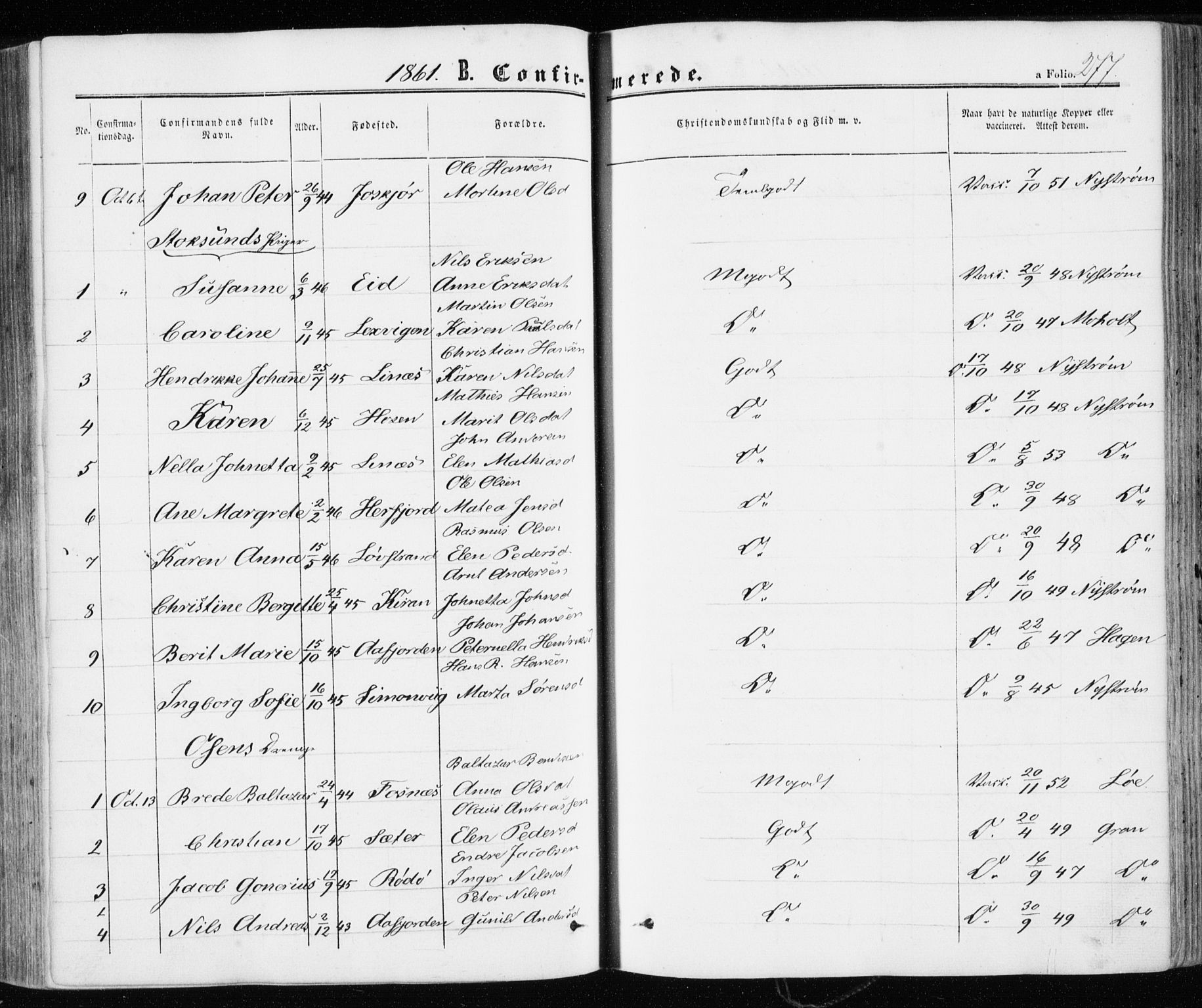 Ministerialprotokoller, klokkerbøker og fødselsregistre - Sør-Trøndelag, SAT/A-1456/657/L0705: Ministerialbok nr. 657A06, 1858-1867, s. 277