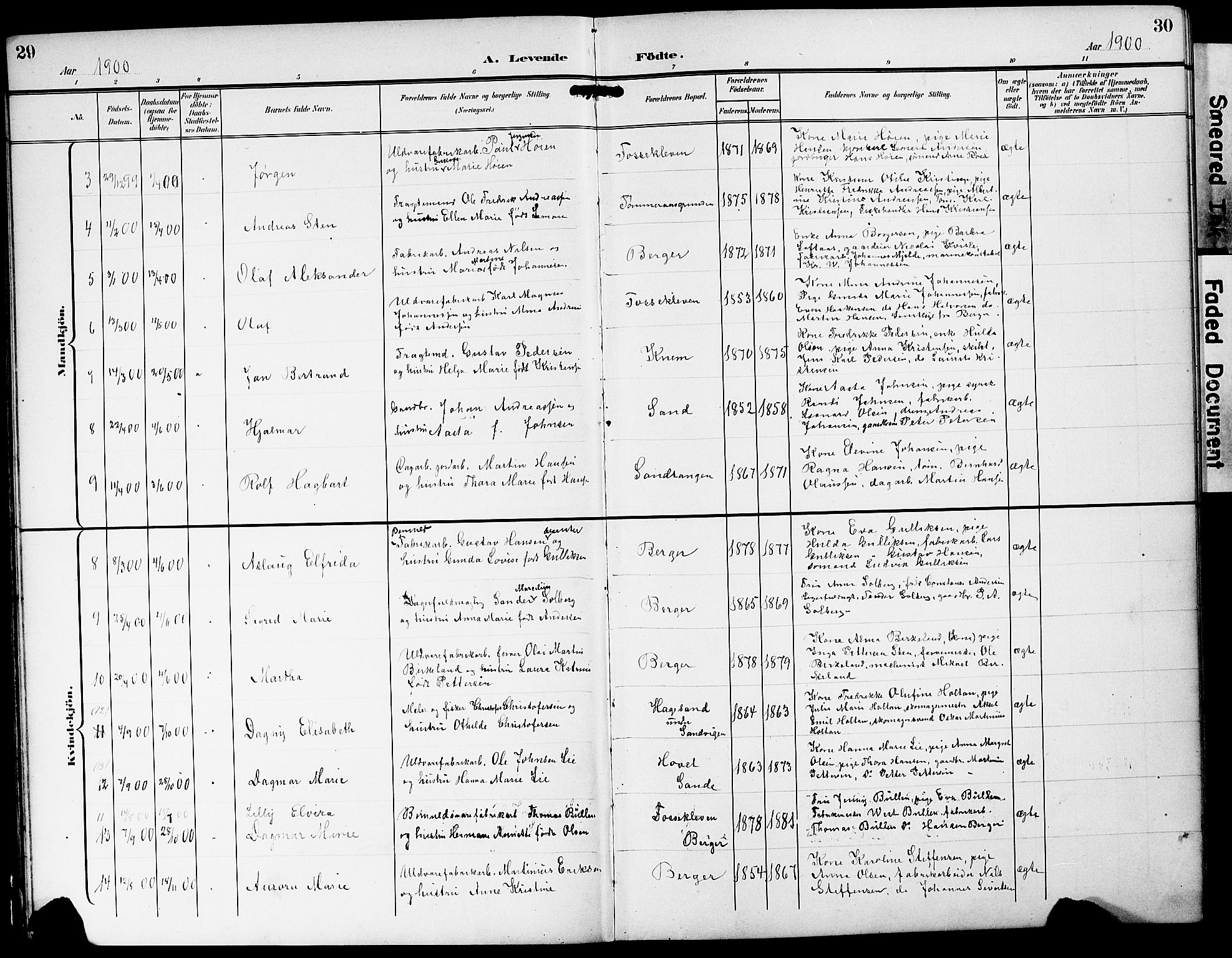 Strømm kirkebøker, AV/SAKO-A-322/G/Ga/L0004: Klokkerbok nr. I 4, 1897-1927, s. 29-30