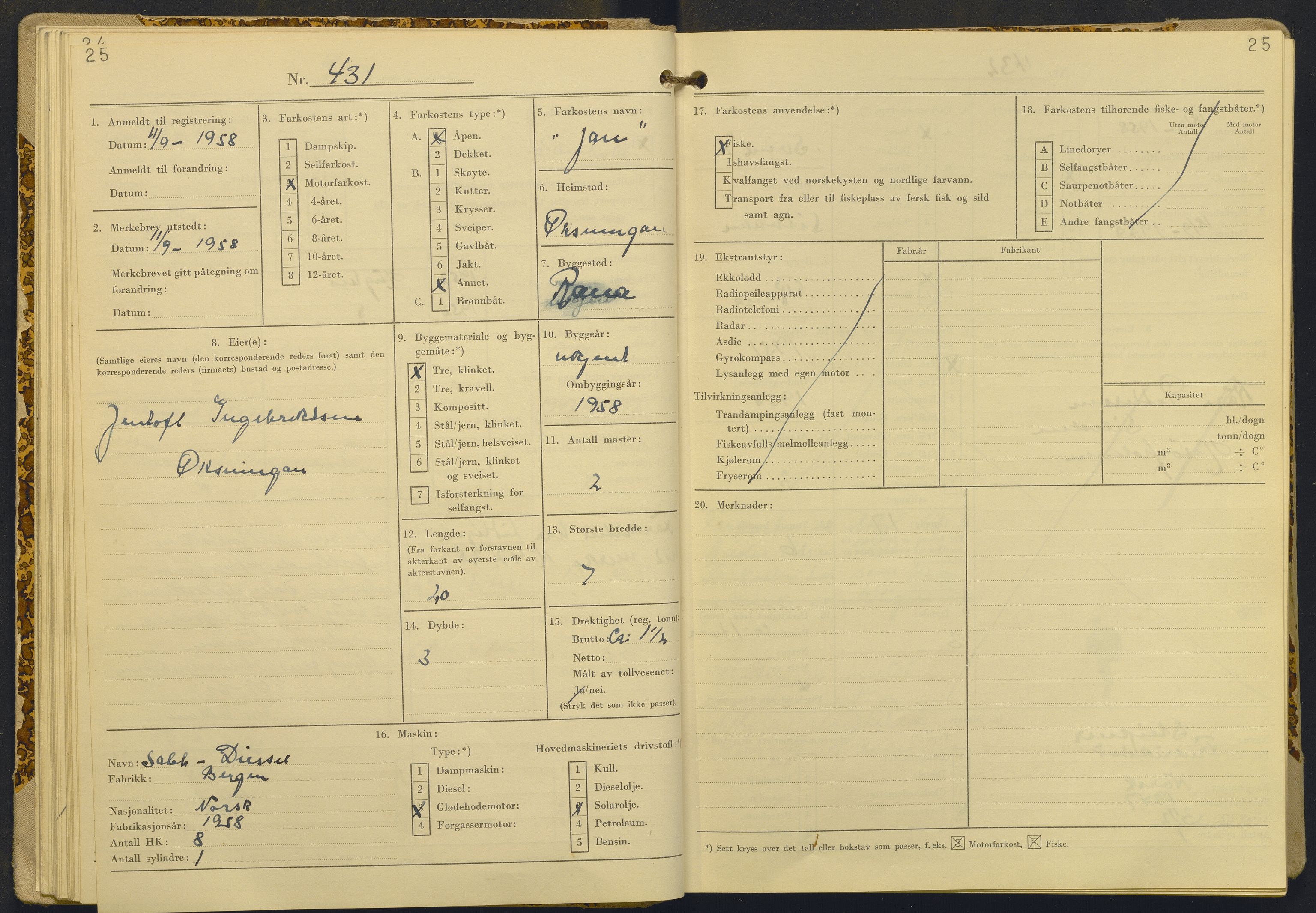 Fiskeridirektoratet - 1 Adm. ledelse - 13 Båtkontoret, AV/SAB-A-2003/I/Ia/Iac/L0085: 135.0329/5 Merkeprotokoll - Herøy, 1956-1965