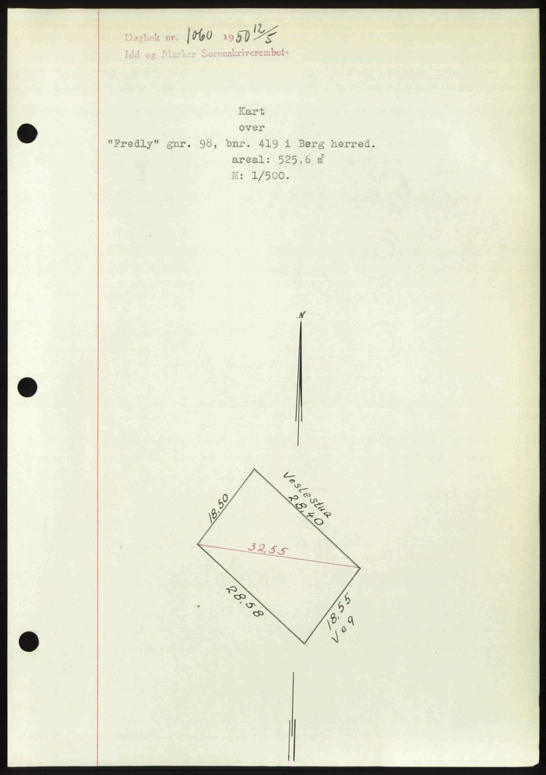 Idd og Marker sorenskriveri, AV/SAO-A-10283/G/Gb/Gbb/L0014: Pantebok nr. A14, 1950-1950, Dagboknr: 1060/1950