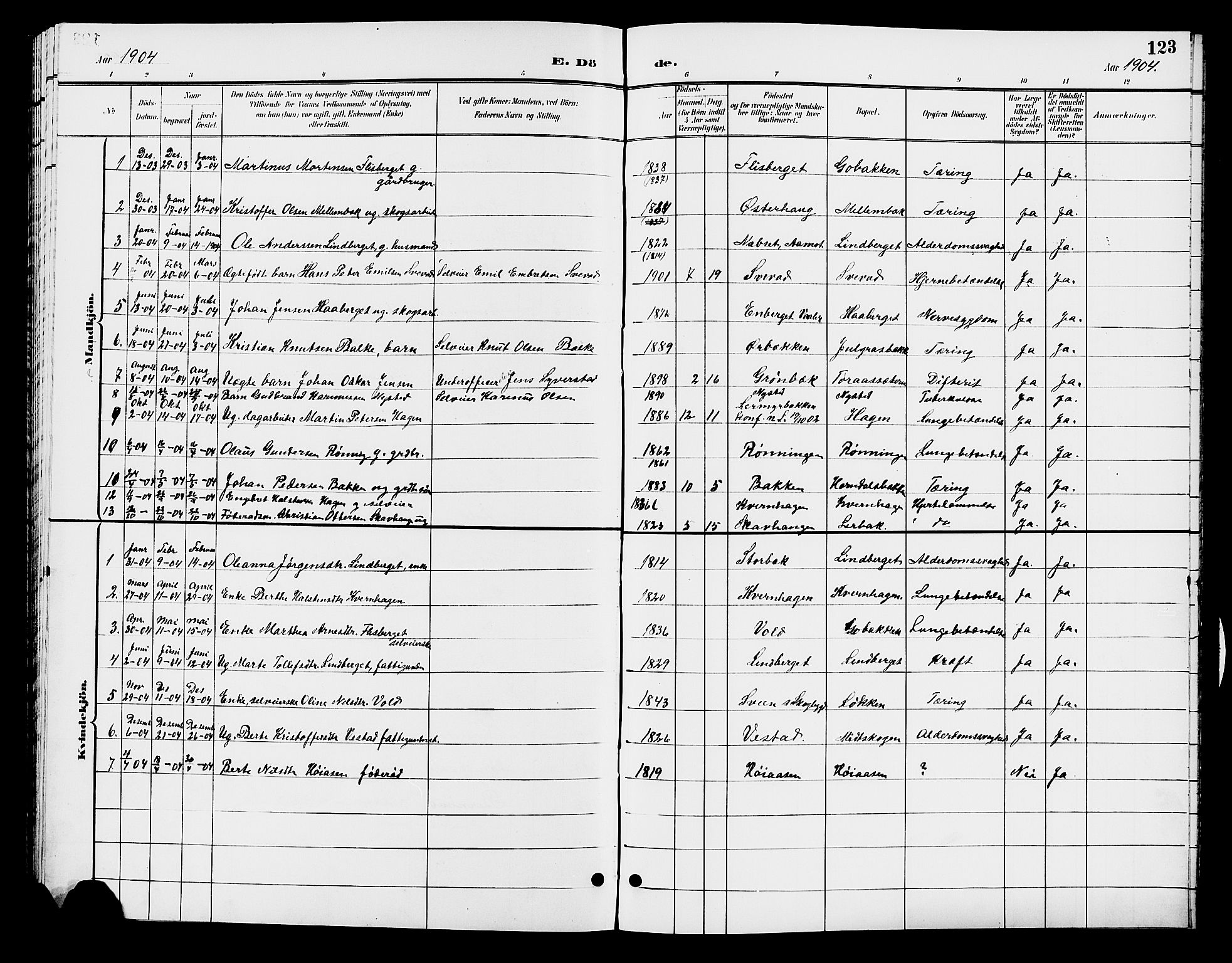 Elverum prestekontor, AV/SAH-PREST-044/H/Ha/Hab/L0007: Klokkerbok nr. 7, 1896-1914, s. 123