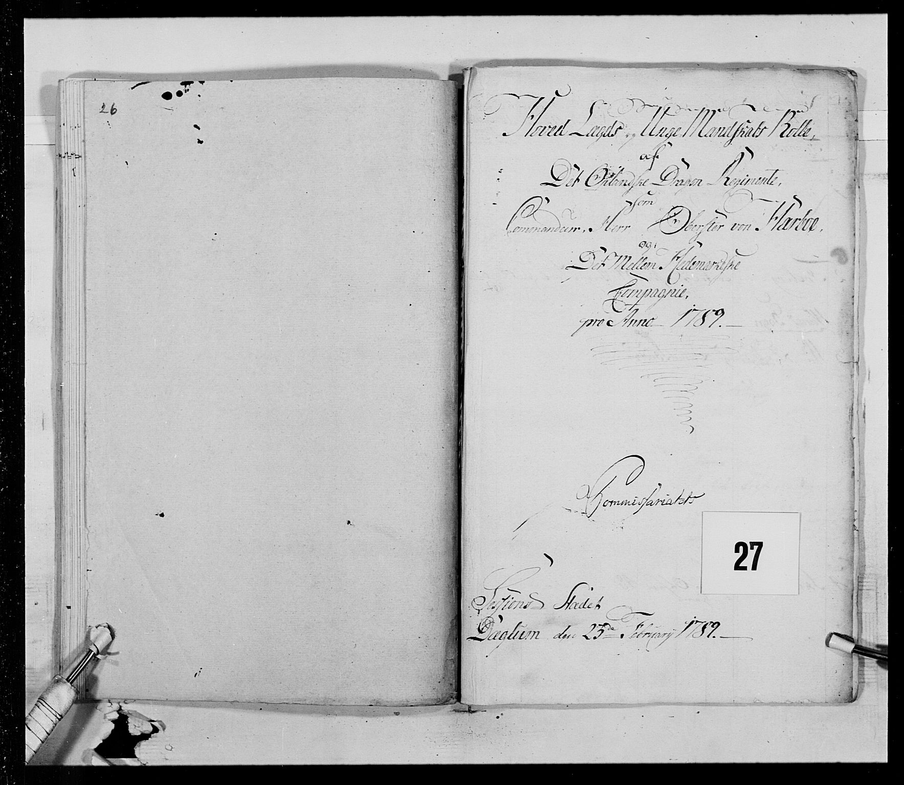 Generalitets- og kommissariatskollegiet, Det kongelige norske kommissariatskollegium, AV/RA-EA-5420/E/Eh/L0015: Opplandske dragonregiment, 1784-1789, s. 583