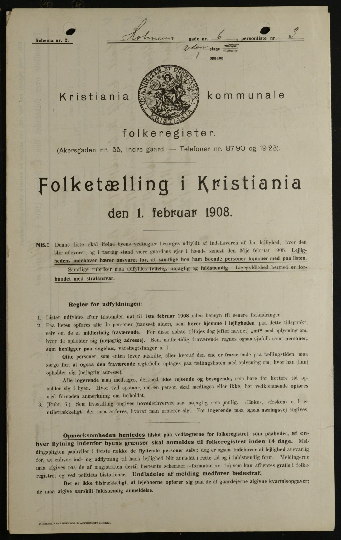 OBA, Kommunal folketelling 1.2.1908 for Kristiania kjøpstad, 1908, s. 36782