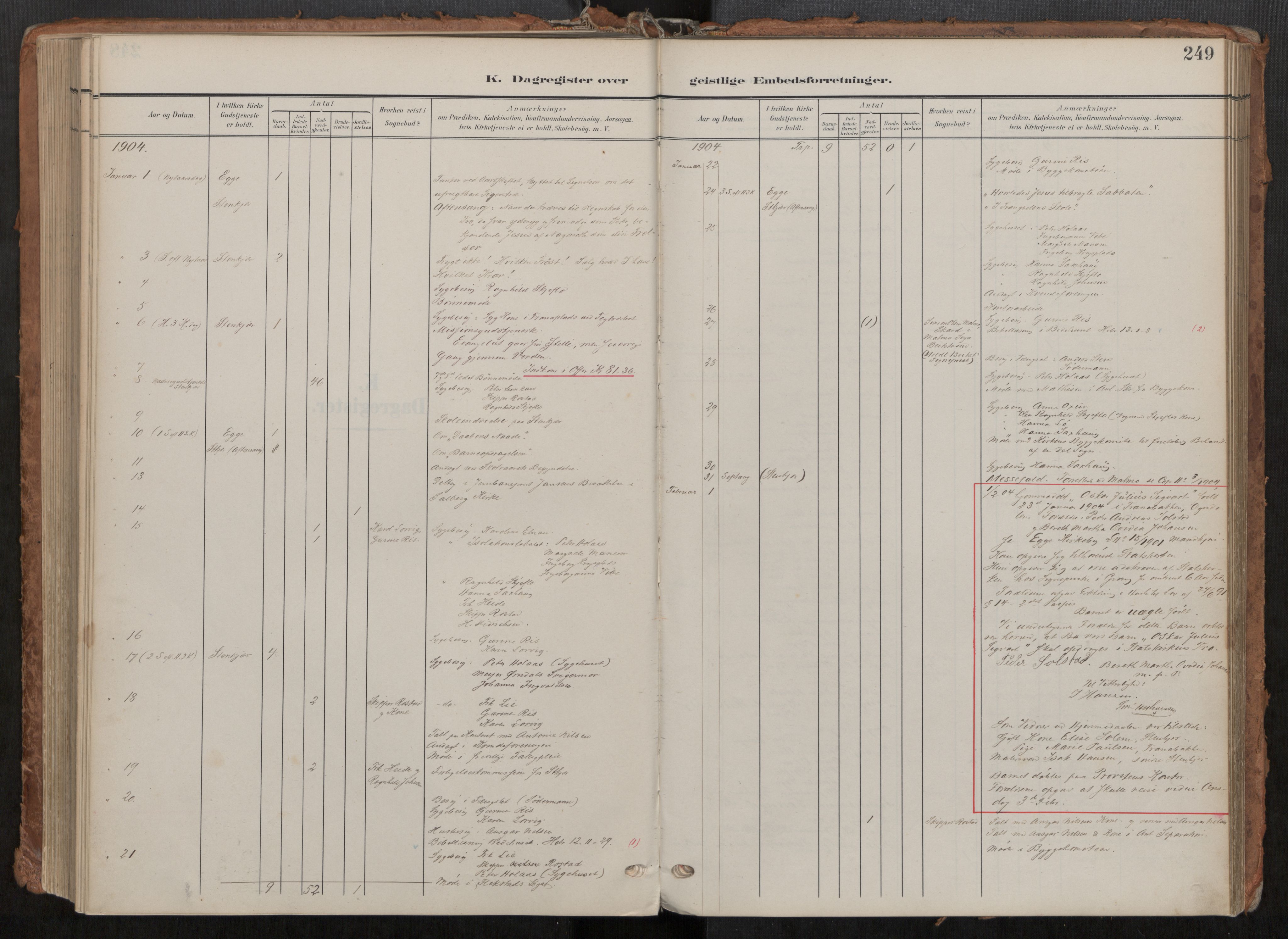 Steinkjer sokneprestkontor, SAT/A-1541/01/H/Ha/Haa/L0001: Ministerialbok nr. 1, 1904-1912, s. 249