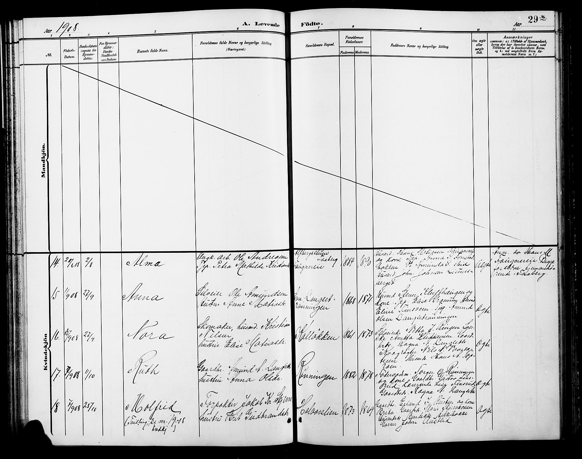 Østre Gausdal prestekontor, SAH/PREST-092/H/Ha/Hab/L0003: Klokkerbok nr. 3, 1894-1915, s. 29m