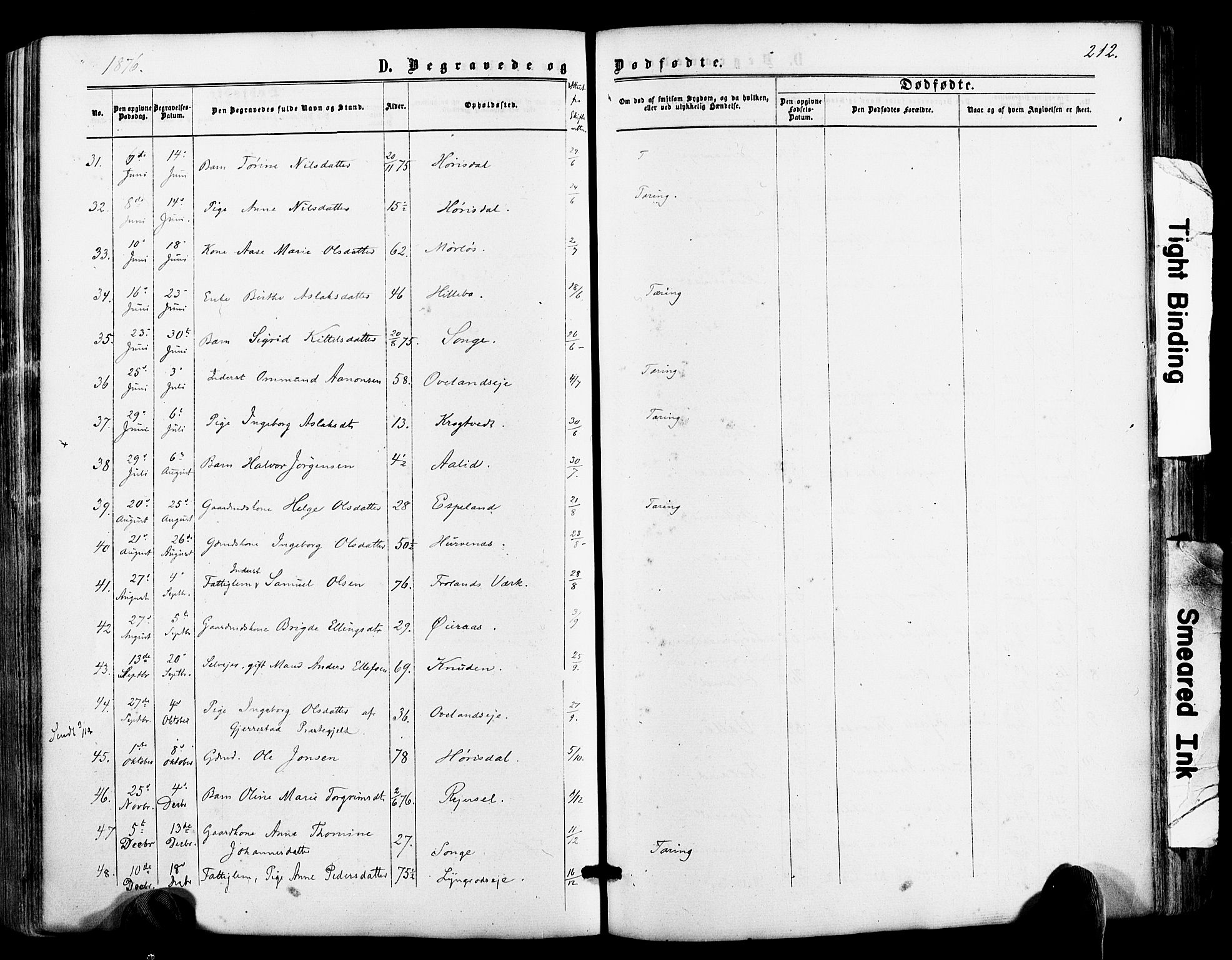 Froland sokneprestkontor, AV/SAK-1111-0013/F/Fa/L0003: Ministerialbok nr. A 3, 1864-1881, s. 212