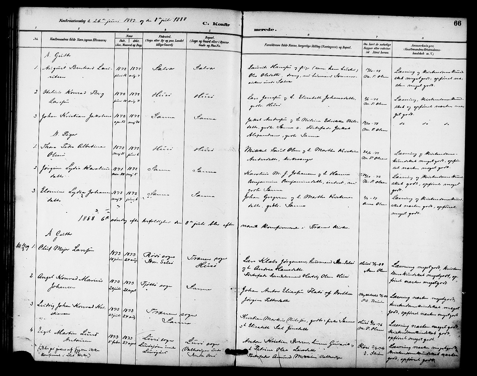 Ministerialprotokoller, klokkerbøker og fødselsregistre - Nordland, AV/SAT-A-1459/840/L0580: Ministerialbok nr. 840A02, 1887-1909, s. 66