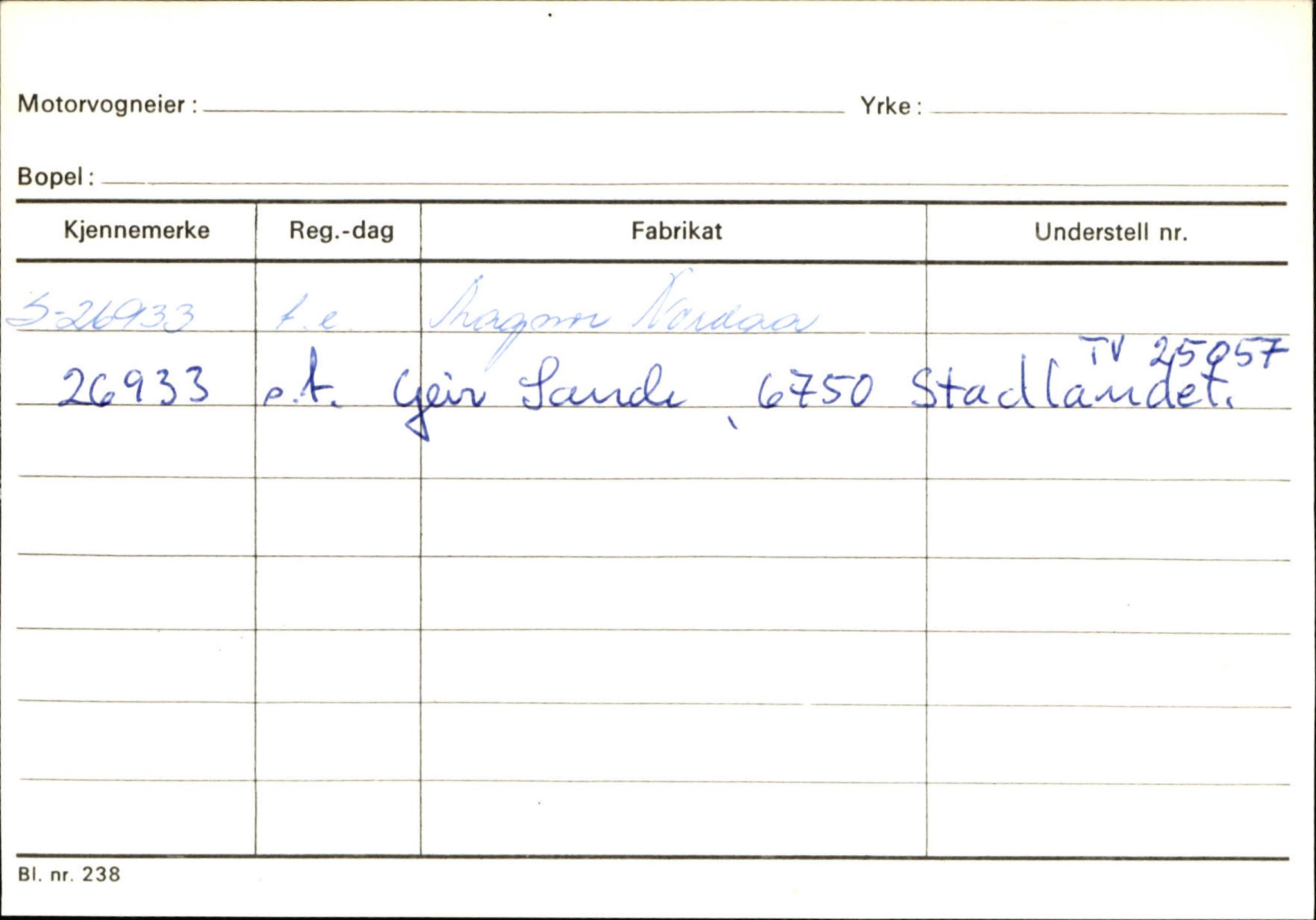 Statens vegvesen, Sogn og Fjordane vegkontor, AV/SAB-A-5301/4/F/L0133: Eigarregister Bremanger A-Å. Gaular A-H, 1945-1975, s. 24