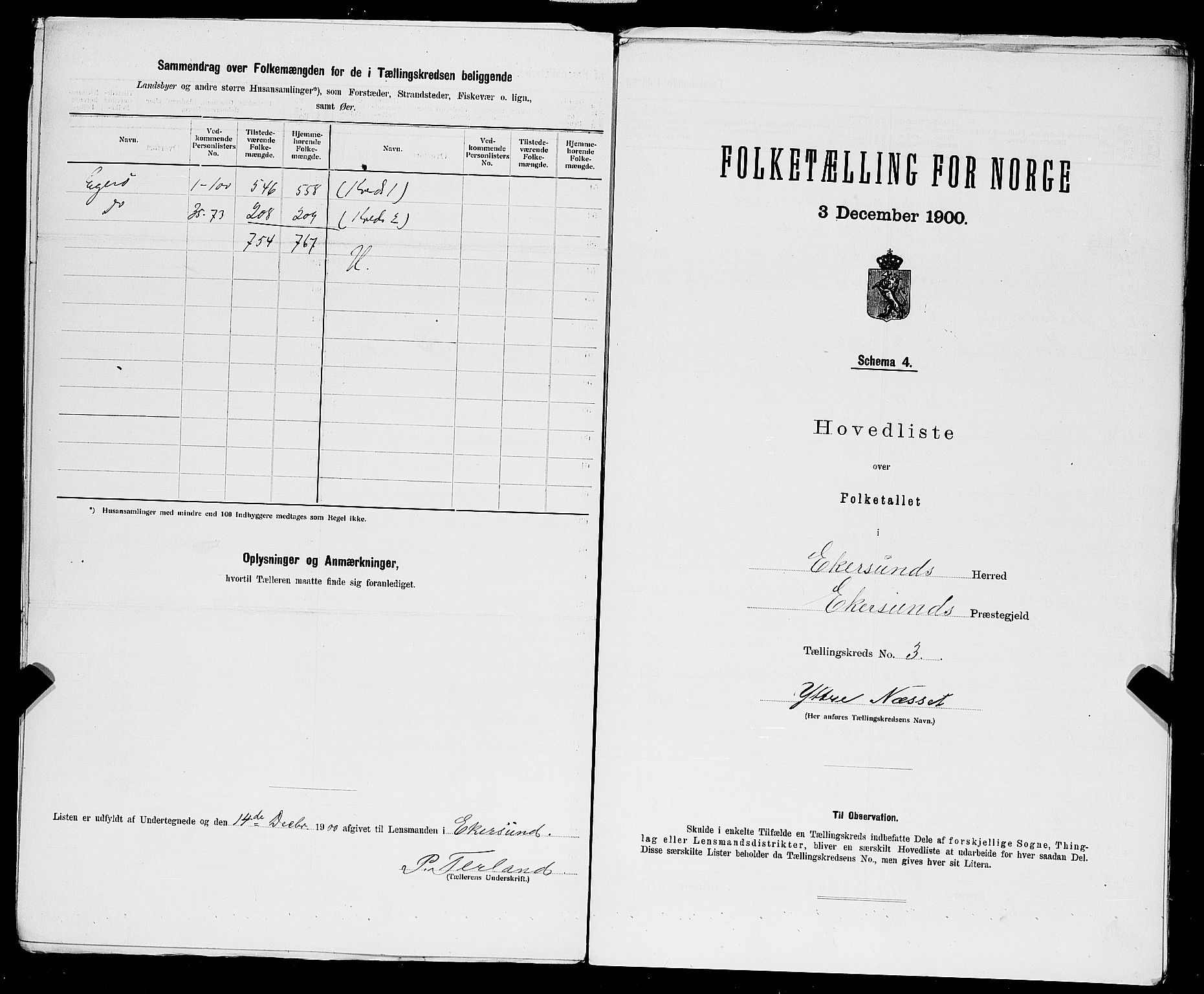 SAST, Folketelling 1900 for 1116 Eigersund herred, 1900, s. 15