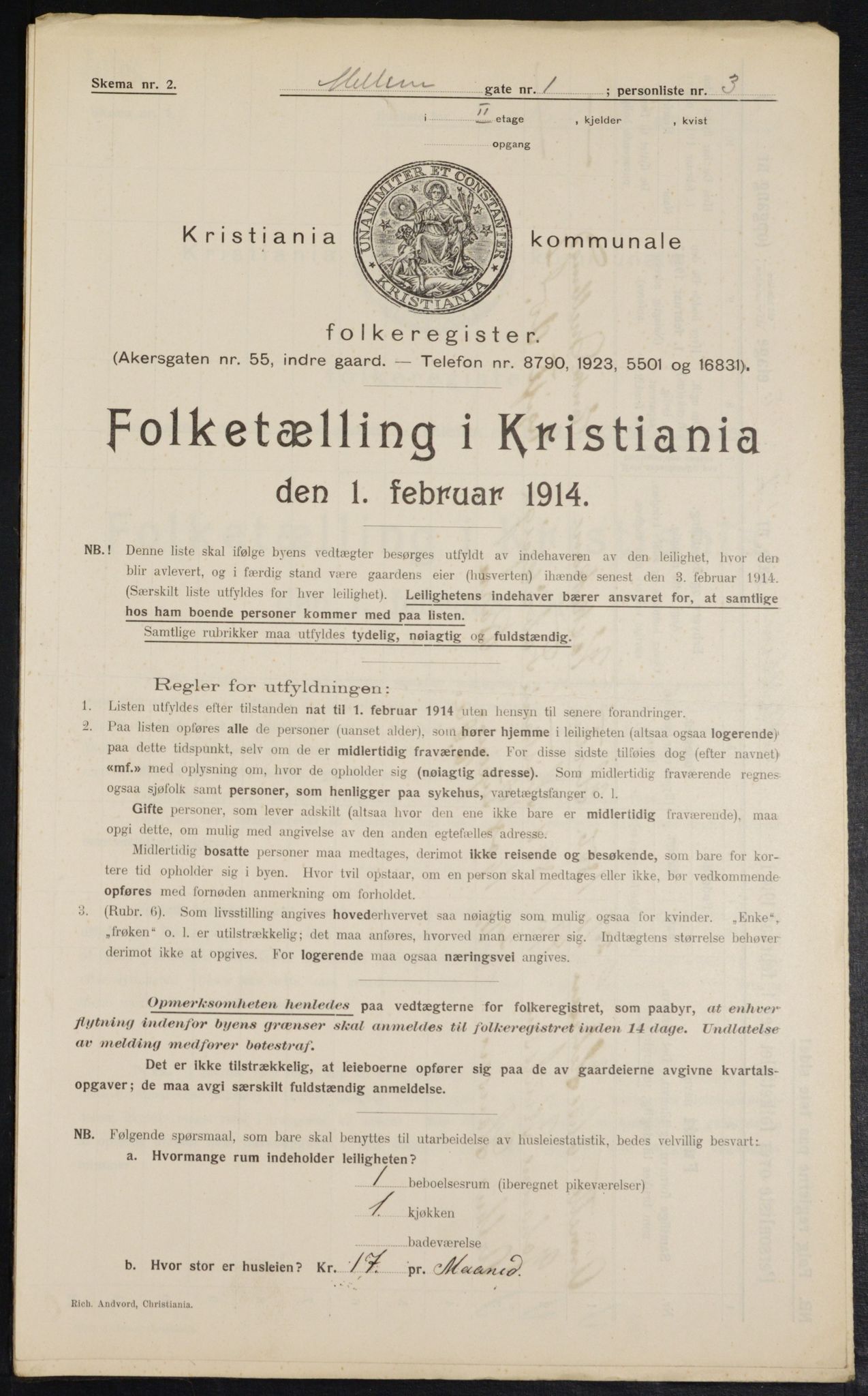 OBA, Kommunal folketelling 1.2.1914 for Kristiania, 1914, s. 64989