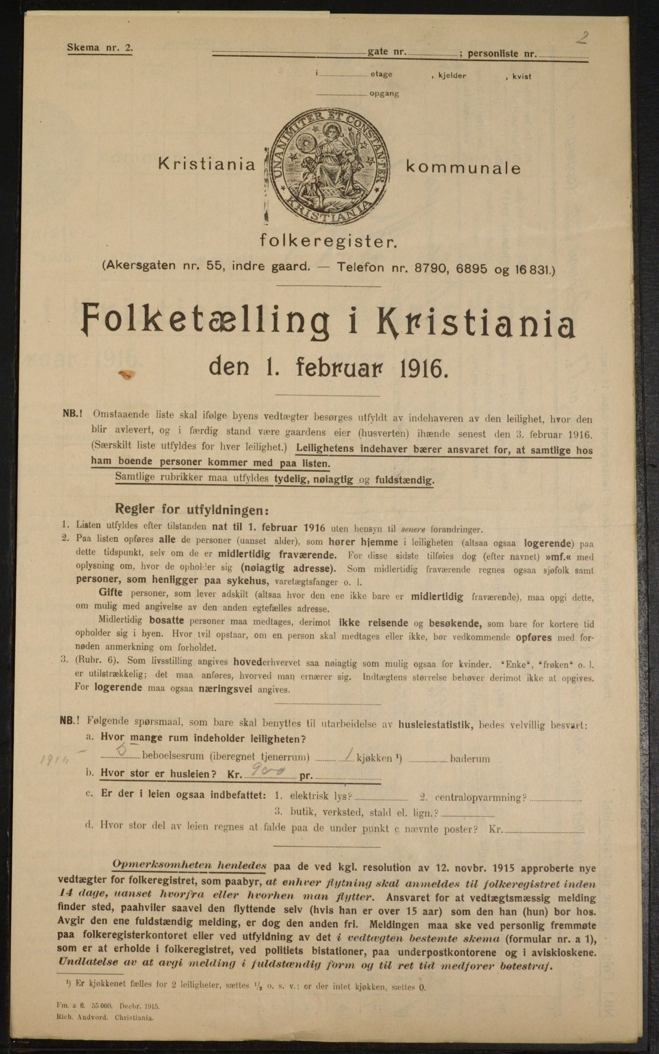 OBA, Kommunal folketelling 1.2.1916 for Kristiania, 1916, s. 11606