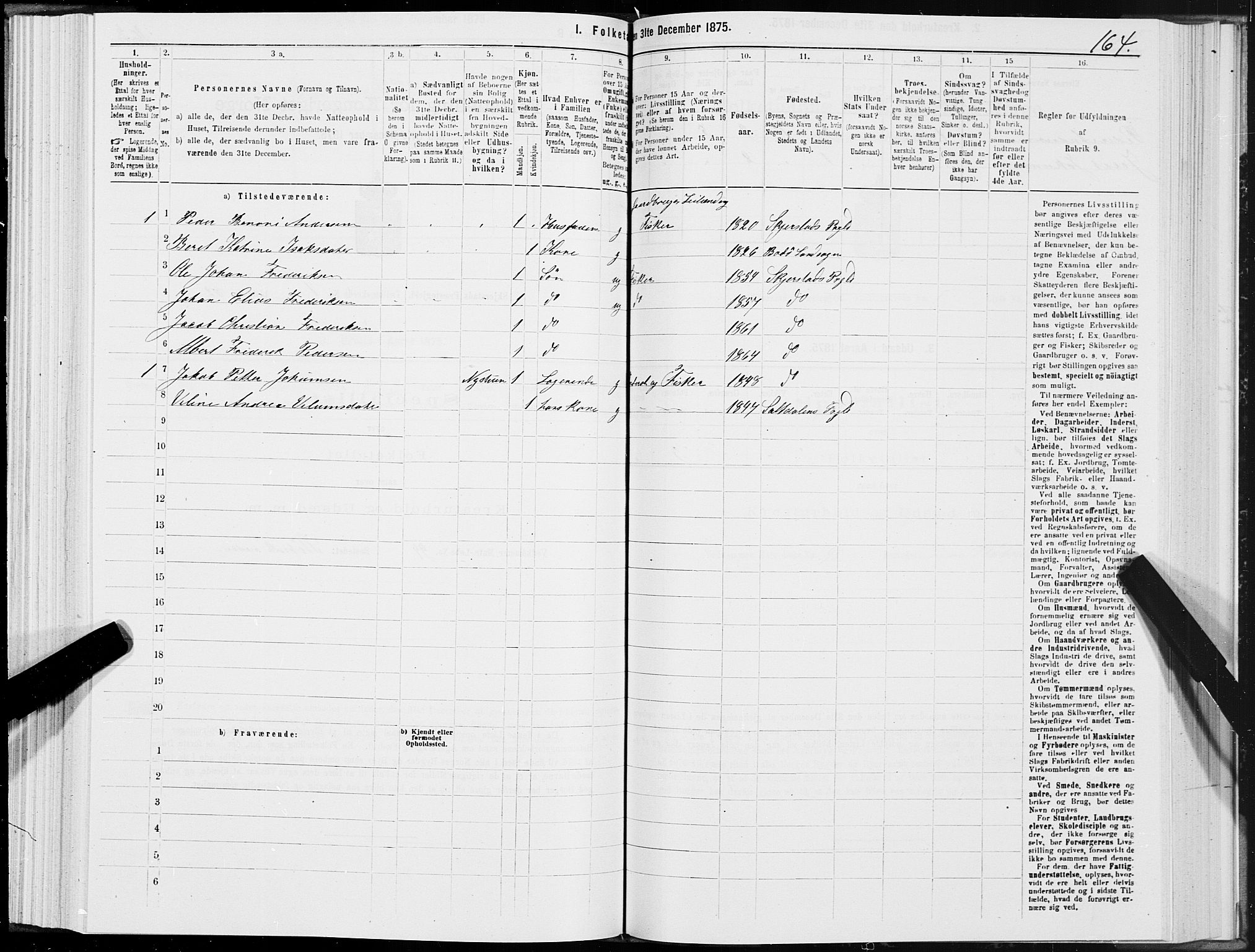 SAT, Folketelling 1875 for 1842P Skjerstad prestegjeld, 1875, s. 1164