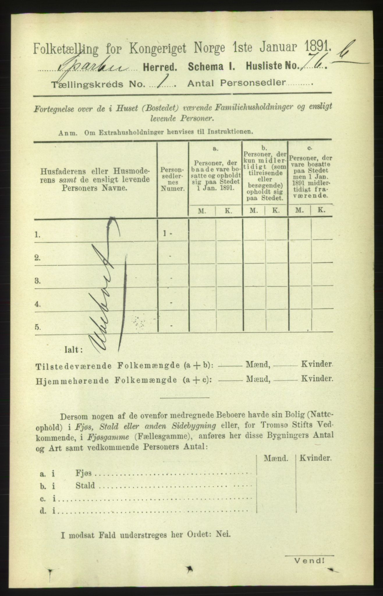 RA, Folketelling 1891 for 1731 Sparbu herred, 1891, s. 102