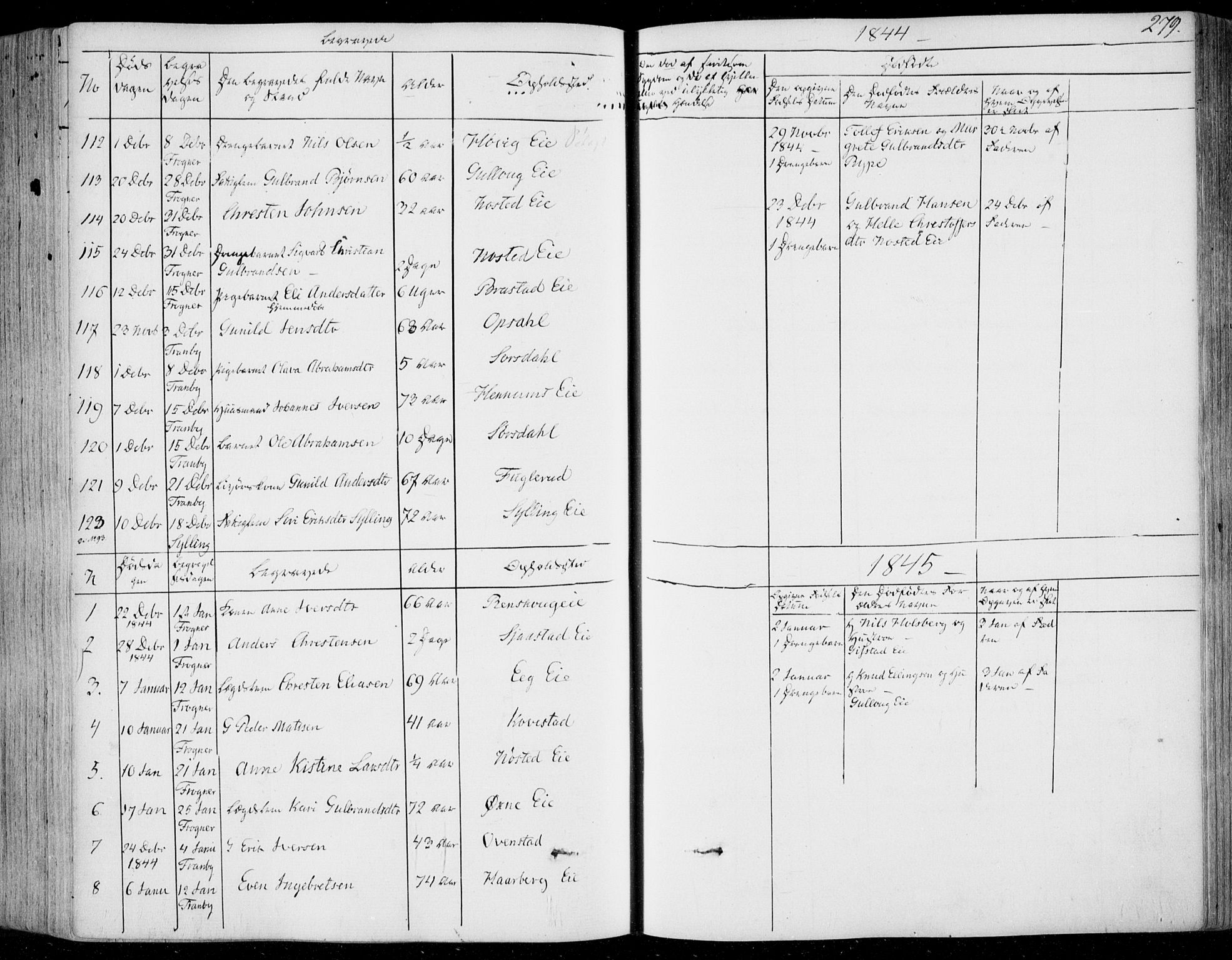 Lier kirkebøker, AV/SAKO-A-230/F/Fa/L0011: Ministerialbok nr. I 11, 1843-1854, s. 279