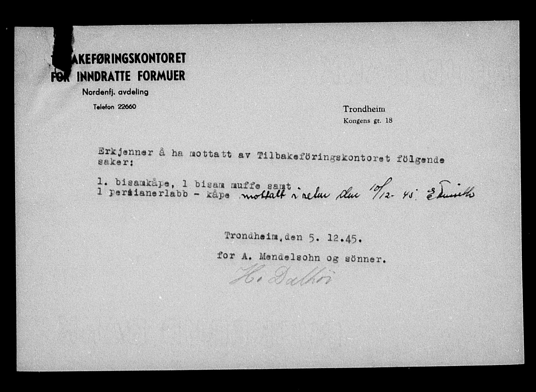 Justisdepartementet, Tilbakeføringskontoret for inndratte formuer, AV/RA-S-1564/H/Hc/Hca/L0904: --, 1945-1947, s. 43