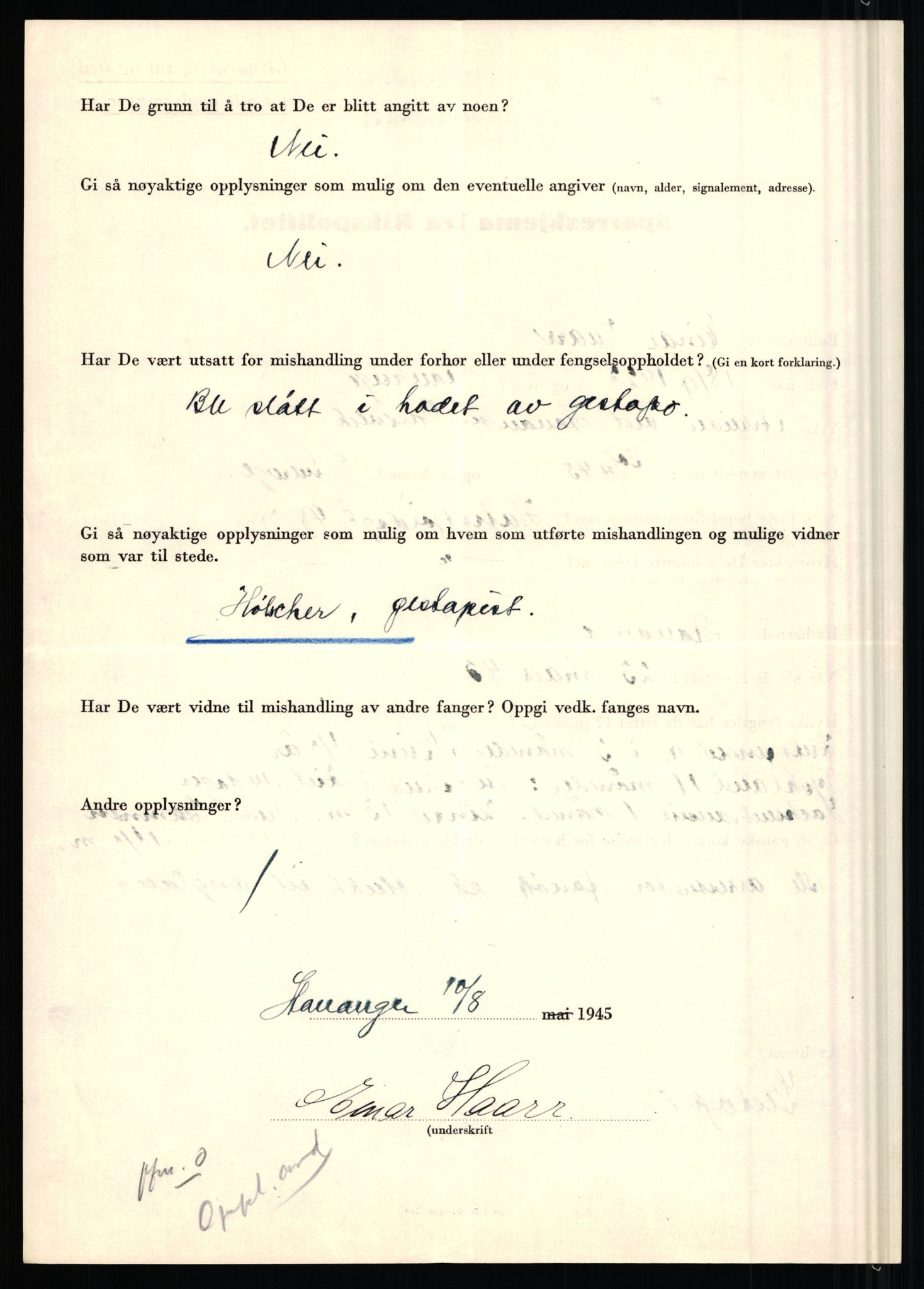 Rikspolitisjefen, AV/RA-S-1560/L/L0007: Heen, Erik C. - Iversen, Trygve, 1940-1945, s. 1036