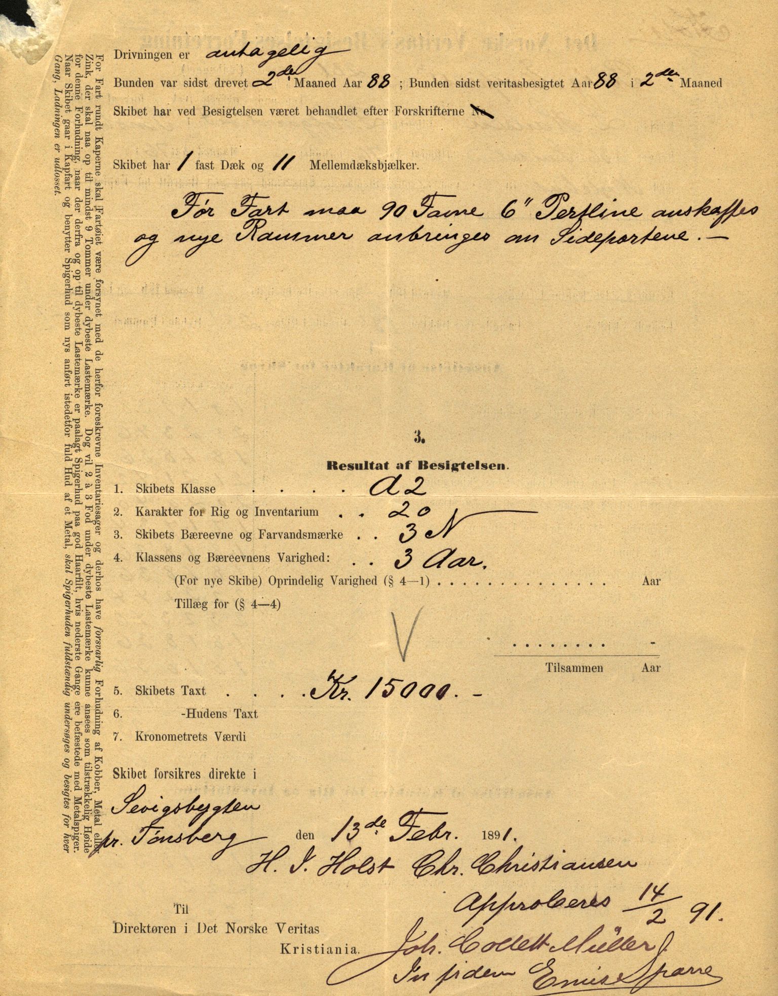 Pa 63 - Østlandske skibsassuranceforening, VEMU/A-1079/G/Ga/L0030/0002: Havaridokumenter / To venner, Emil, Empress, Enterprise, Dacapo, Dato, 1893, s. 65
