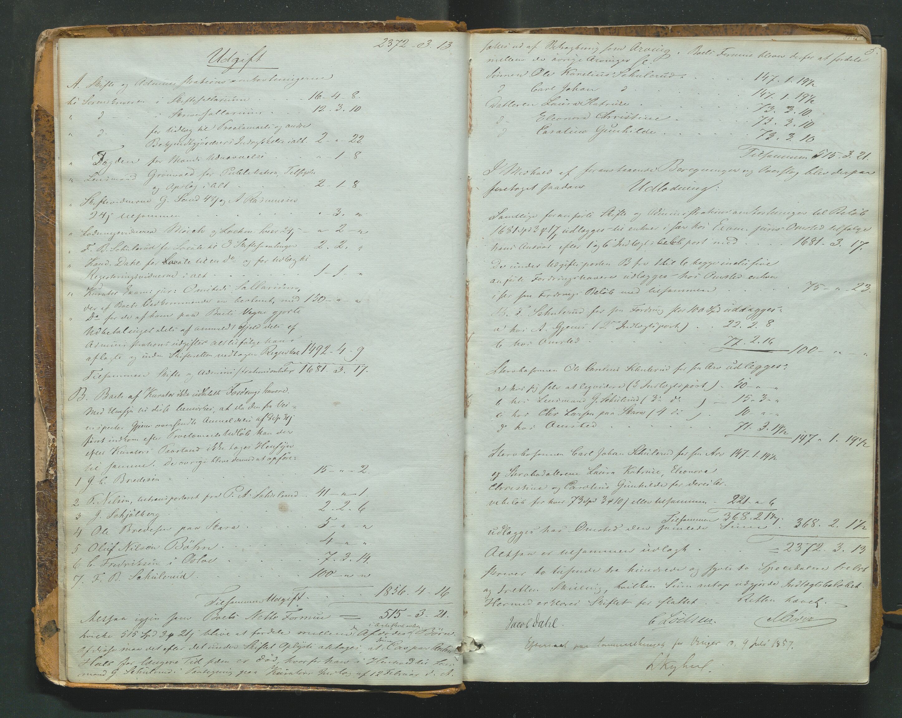 Vinger og Odal sorenskriveri, AV/SAH-TING-022/J/Jc/Jcc/L0009: Skifteutlodningsprotokoll - Kongsvinger, 1856-1922, s. 4b-5a