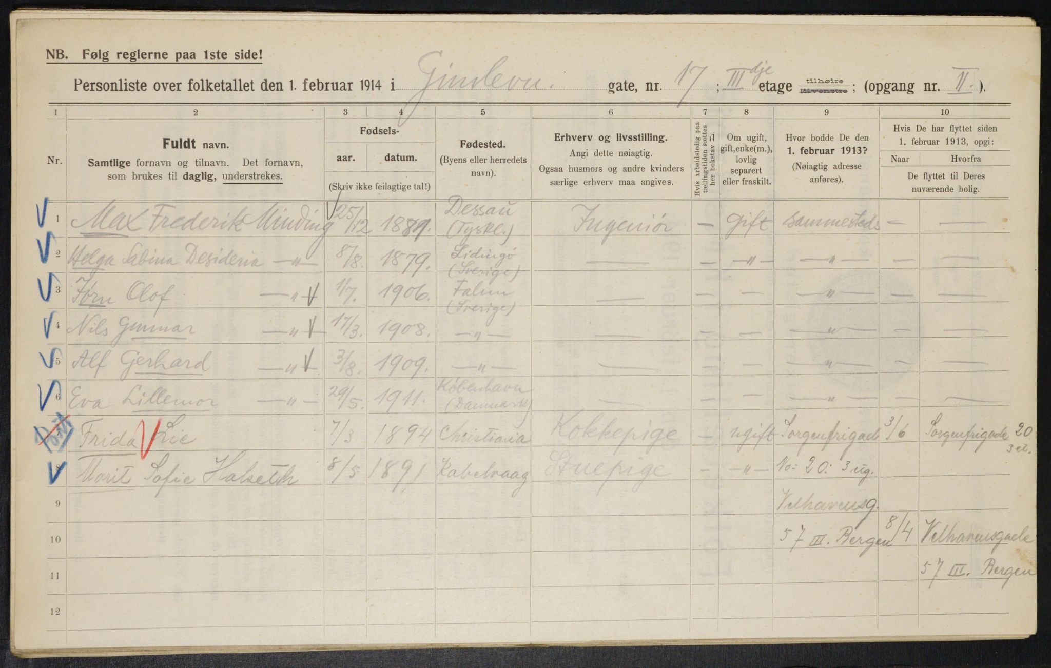 OBA, Kommunal folketelling 1.2.1914 for Kristiania, 1914, s. 29322