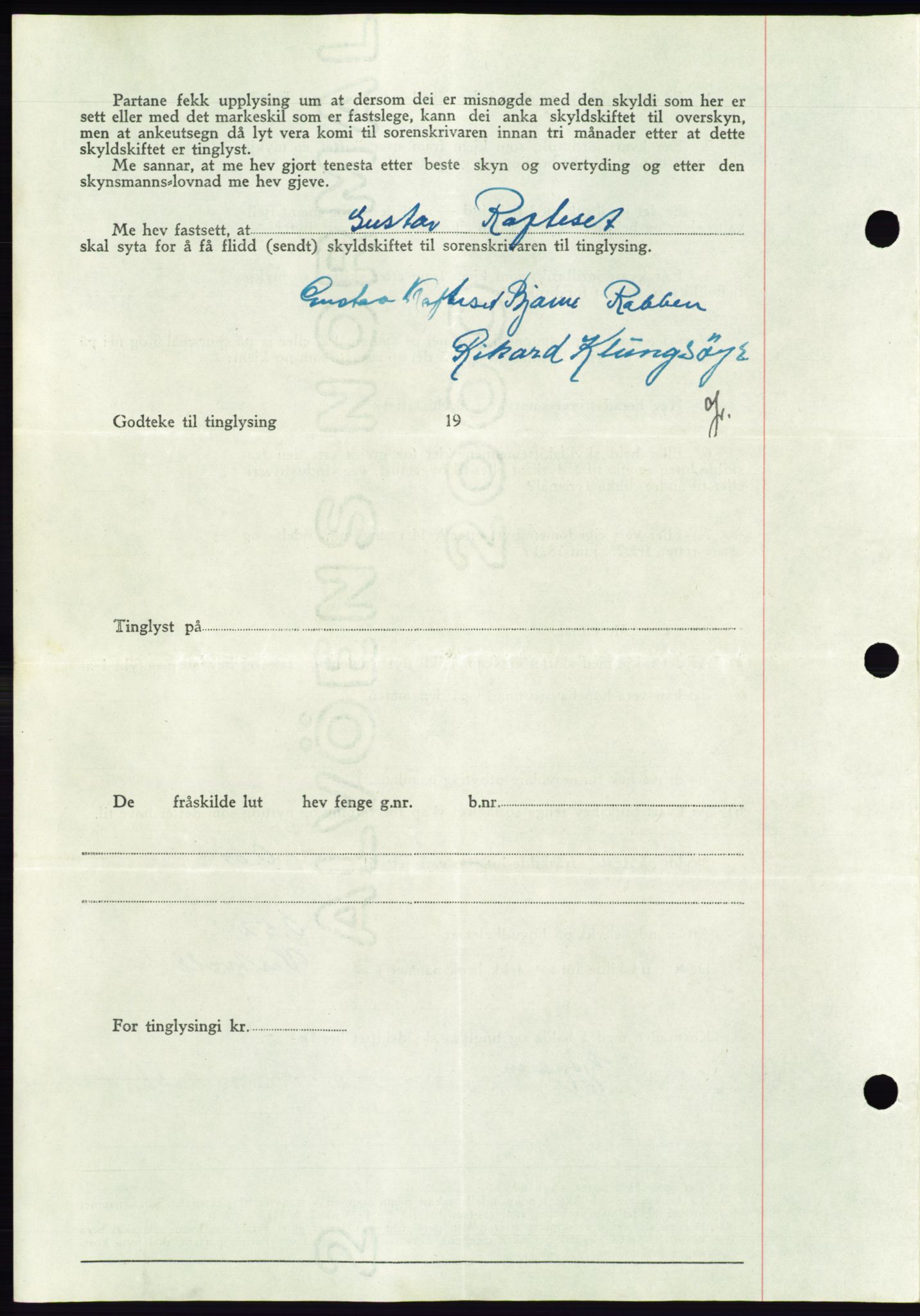 Søre Sunnmøre sorenskriveri, AV/SAT-A-4122/1/2/2C/L0075: Pantebok nr. 1A, 1943-1943, Dagboknr: 397/1943