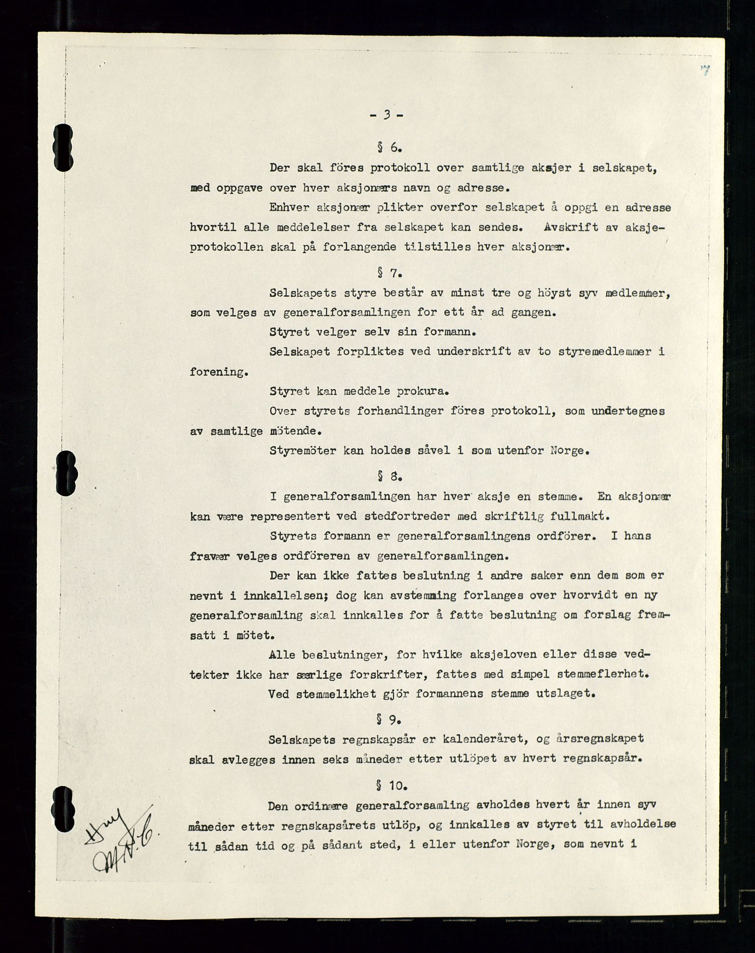 PA 1537 - A/S Essoraffineriet Norge, AV/SAST-A-101957/A/Aa/L0001/0003: Styremøter / Shareholder meetings, board meetings, 1957-1958, s. 9