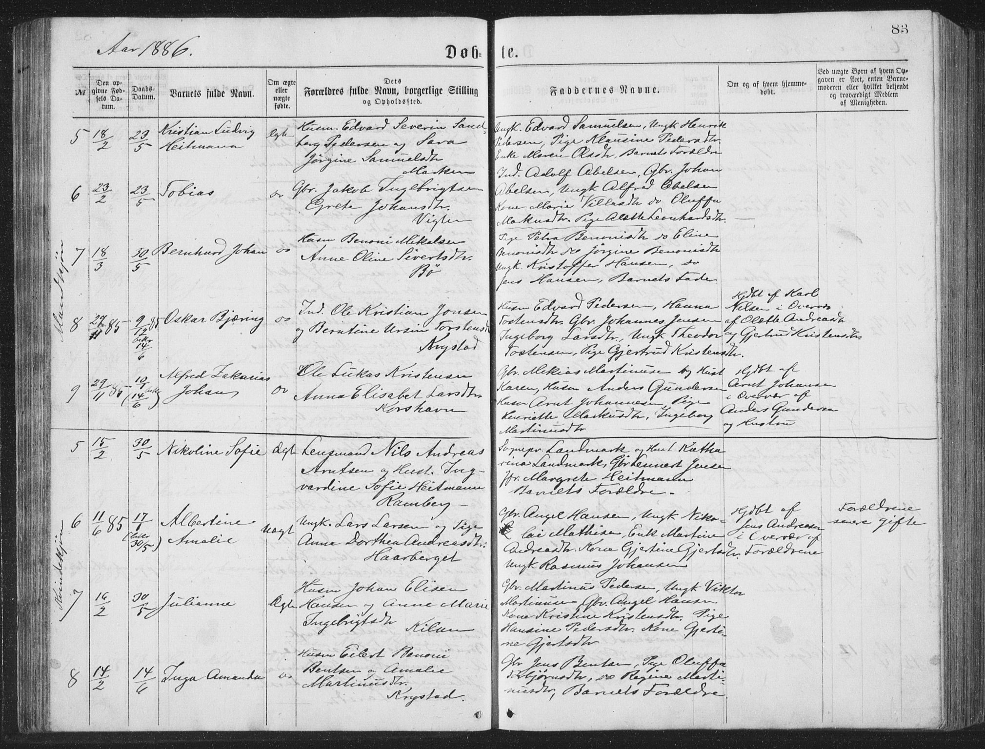 Ministerialprotokoller, klokkerbøker og fødselsregistre - Nordland, SAT/A-1459/885/L1213: Klokkerbok nr. 885C02, 1874-1892, s. 83