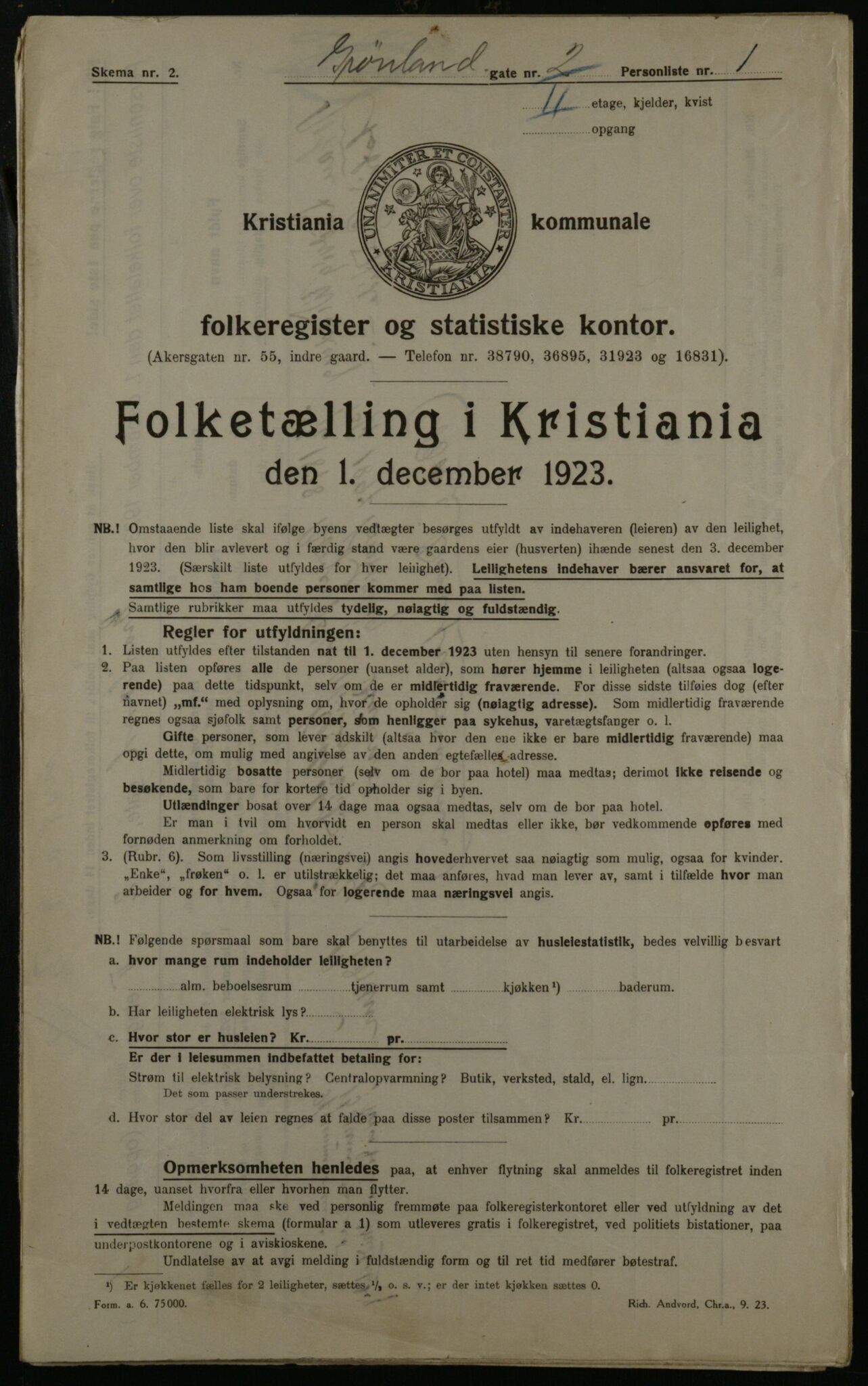 OBA, Kommunal folketelling 1.12.1923 for Kristiania, 1923, s. 34999