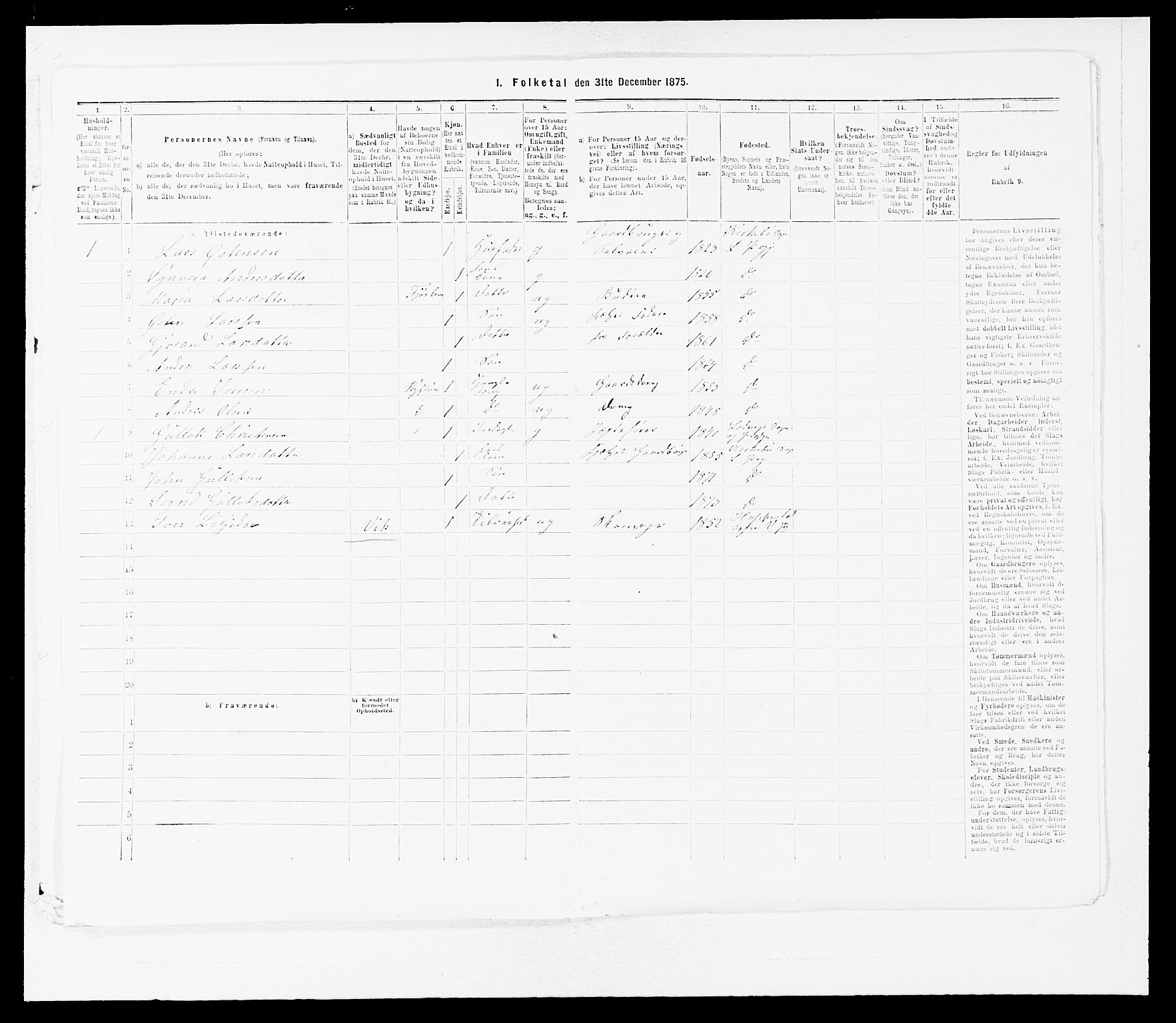 SAB, Folketelling 1875 for 1415P Lavik prestegjeld, 1875, s. 748