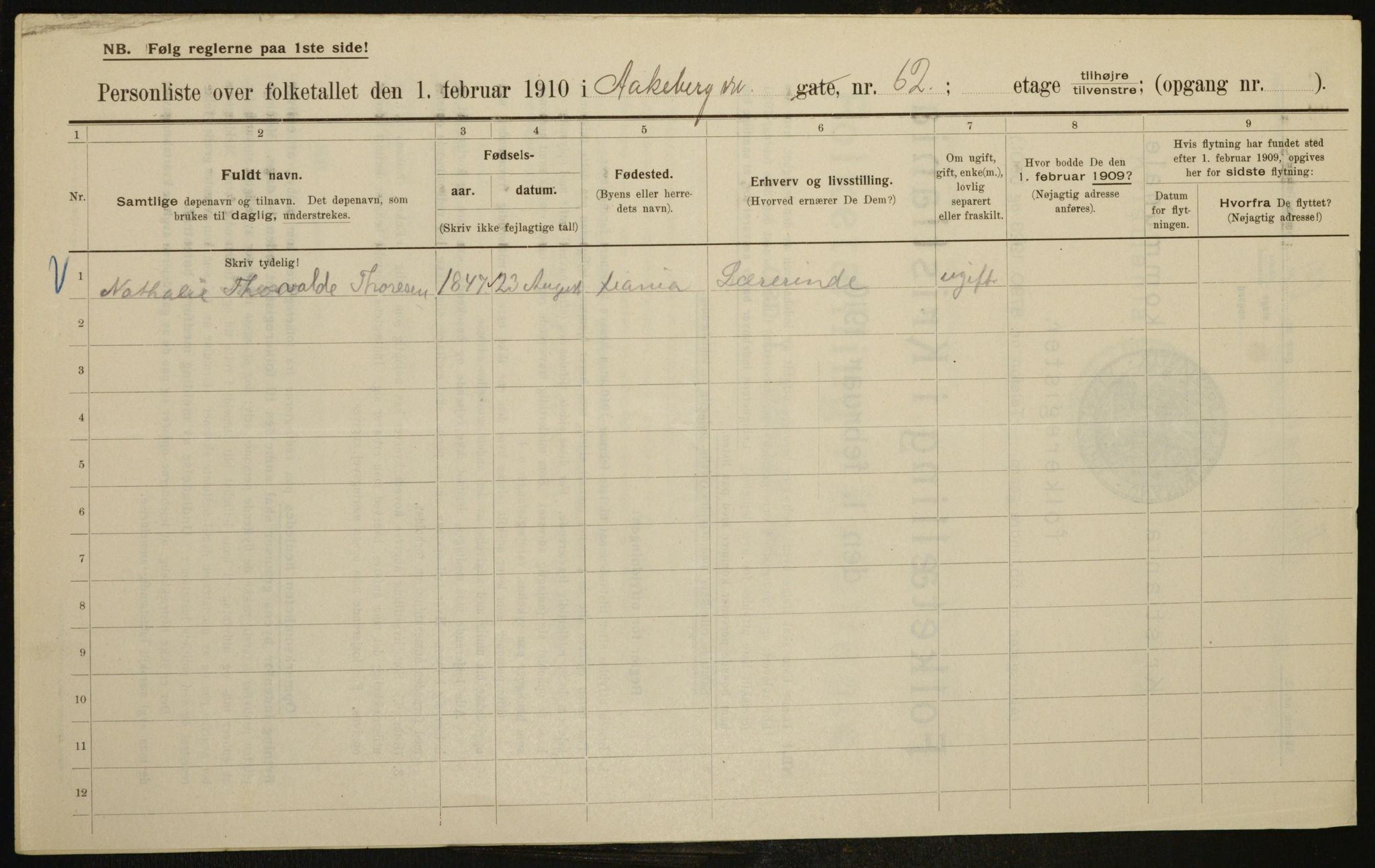 OBA, Kommunal folketelling 1.2.1910 for Kristiania, 1910, s. 124149