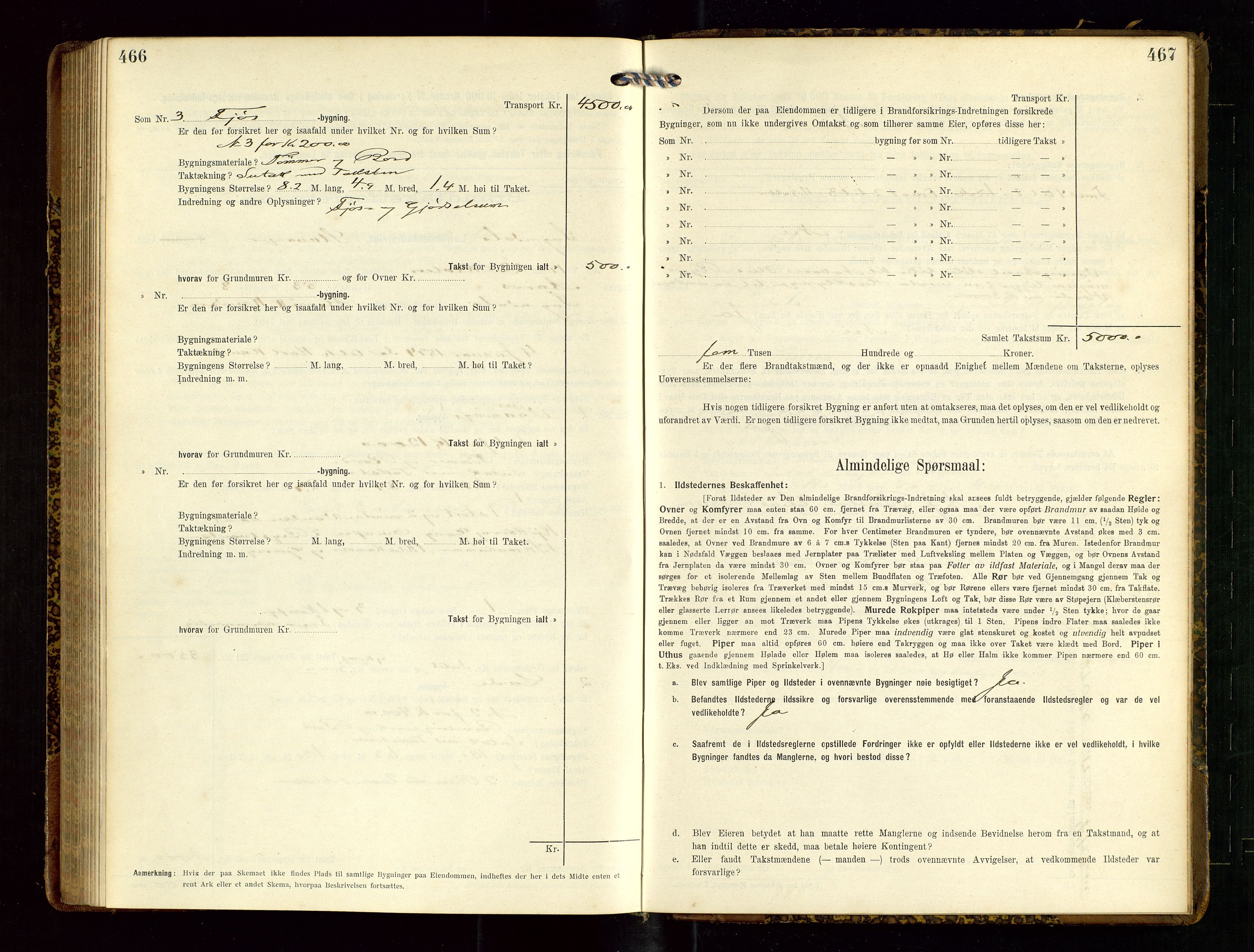 Sokndal lensmannskontor, AV/SAST-A-100417/Gob/L0003: "Brandtakst-Protokol", 1914-1917, s. 466-467