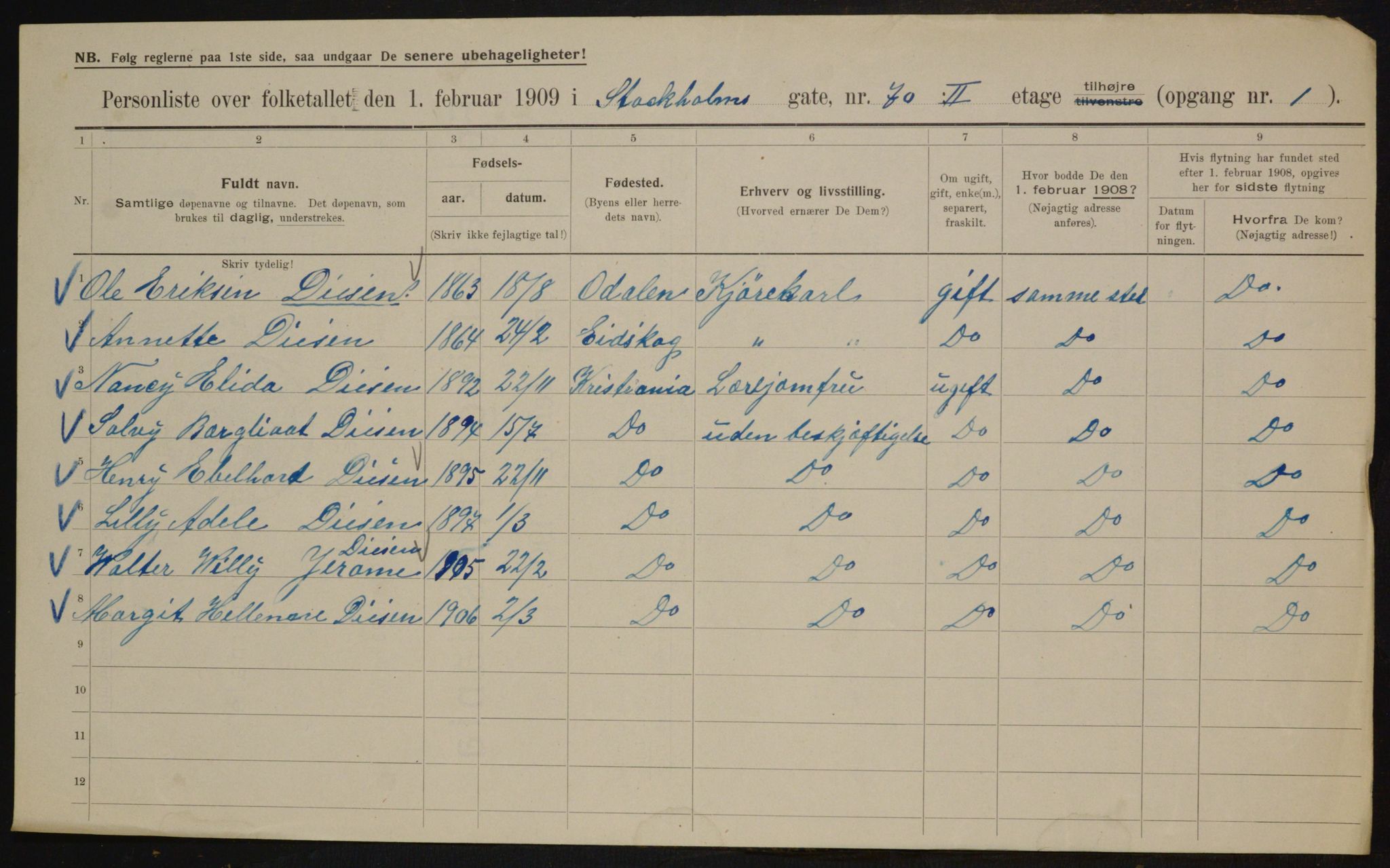 OBA, Kommunal folketelling 1.2.1909 for Kristiania kjøpstad, 1909, s. 92782