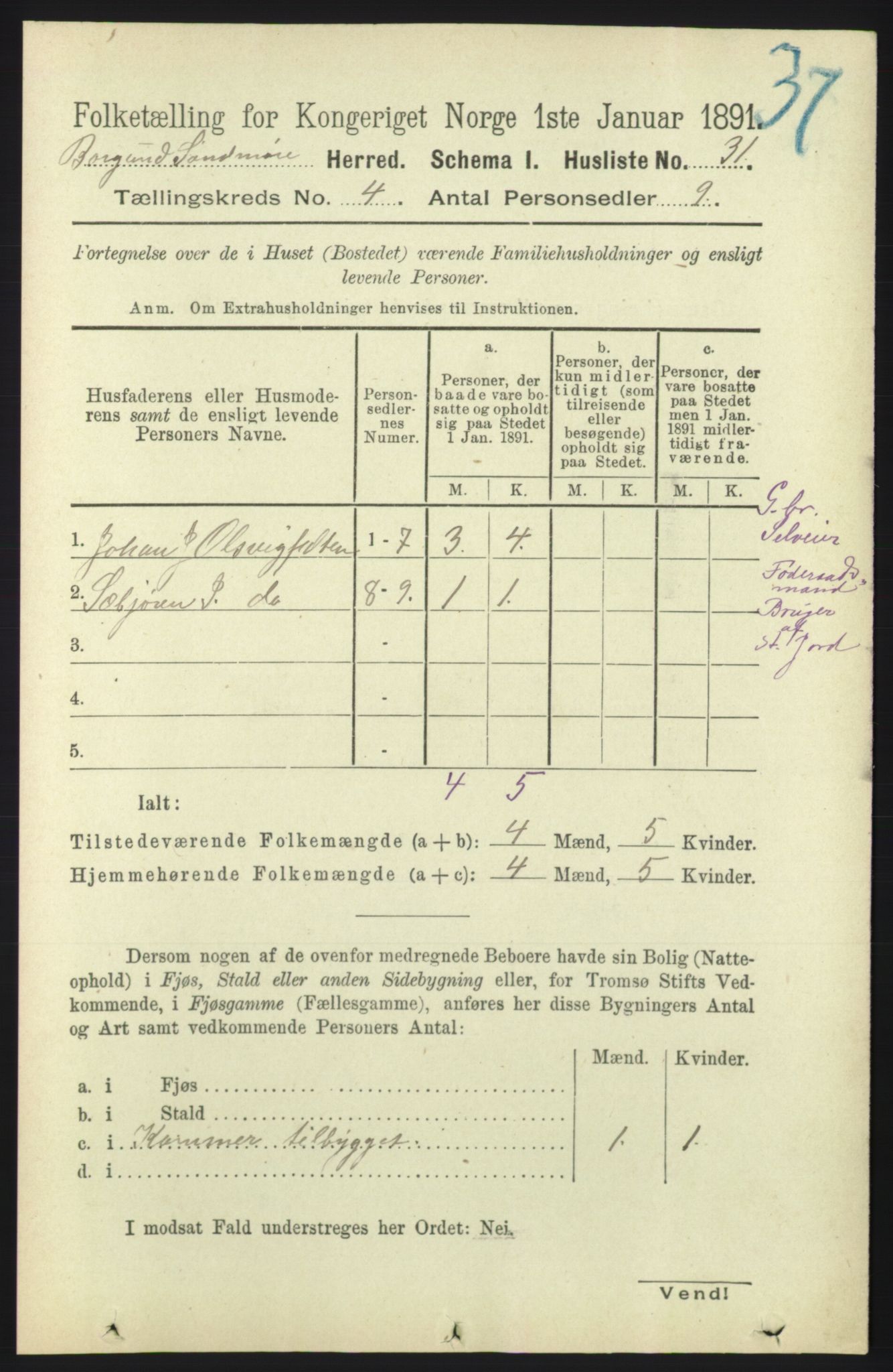 RA, Folketelling 1891 for 1531 Borgund herred, 1891, s. 990