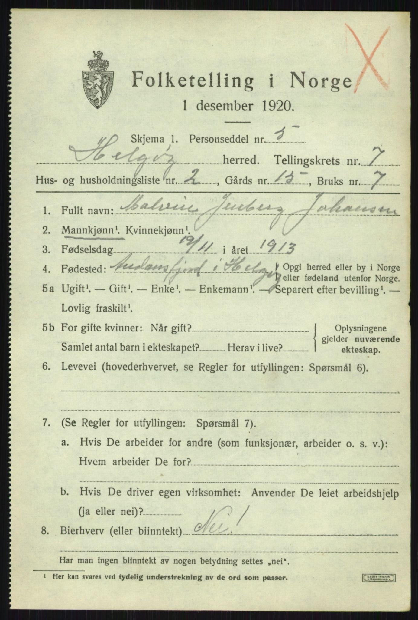 SATØ, Folketelling 1920 for 1935 Helgøy herred, 1920, s. 2555