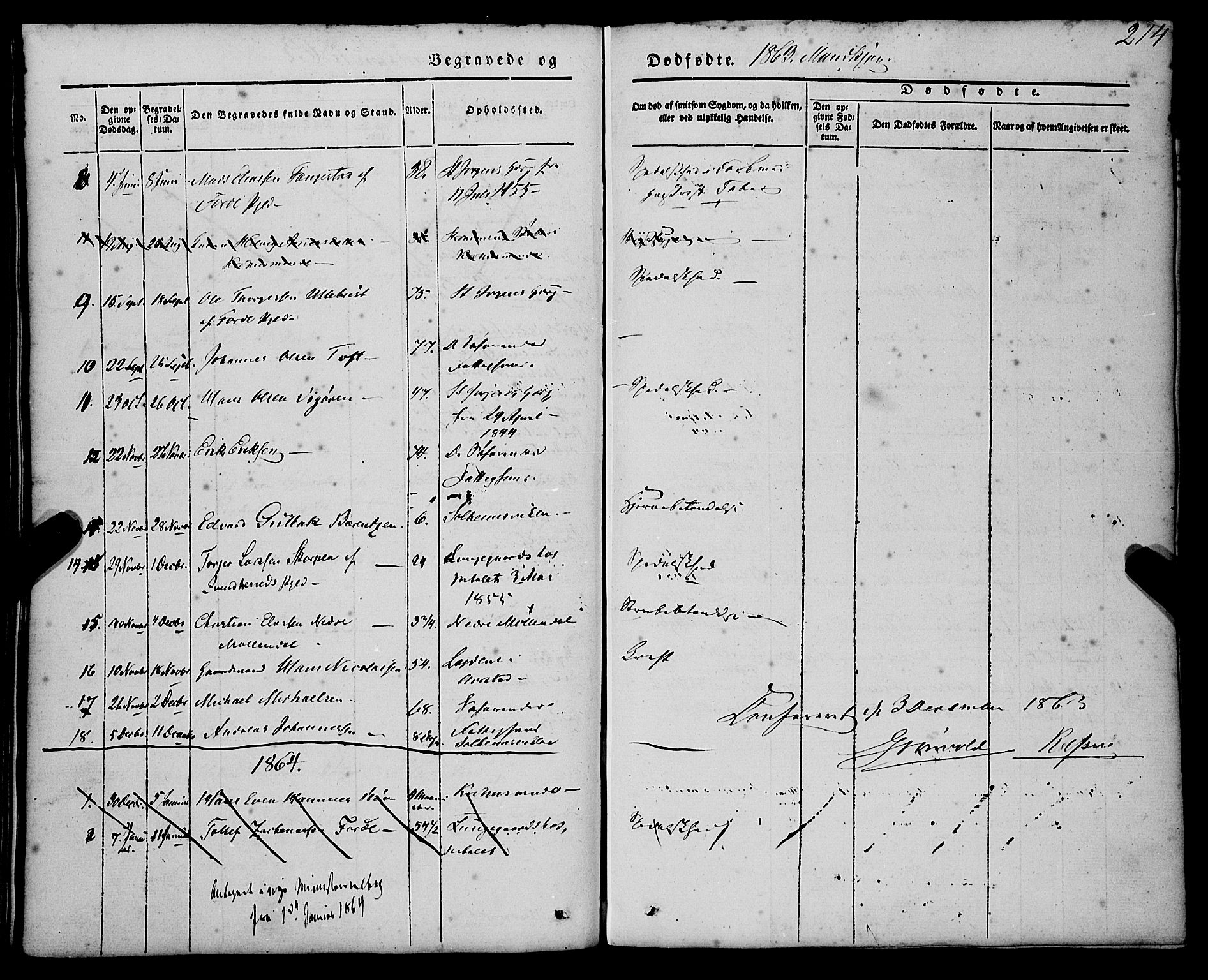 St. Jørgens hospital og Årstad sokneprestembete, AV/SAB-A-99934: Ministerialbok nr. A 4, 1844-1863, s. 214