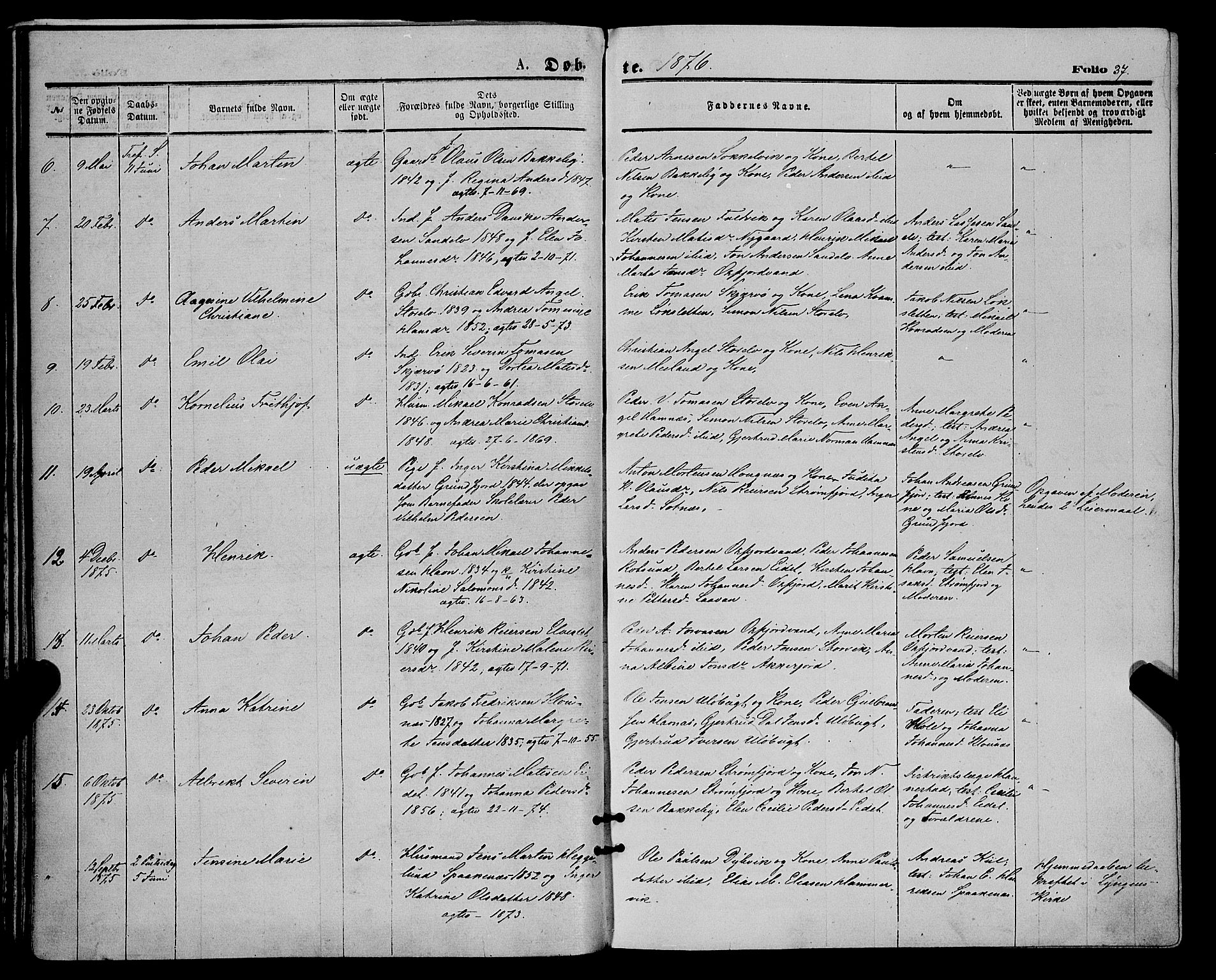 Skjervøy sokneprestkontor, AV/SATØ-S-1300/H/Ha/Haa/L0008kirke: Ministerialbok nr. 8, 1871-1877, s. 37