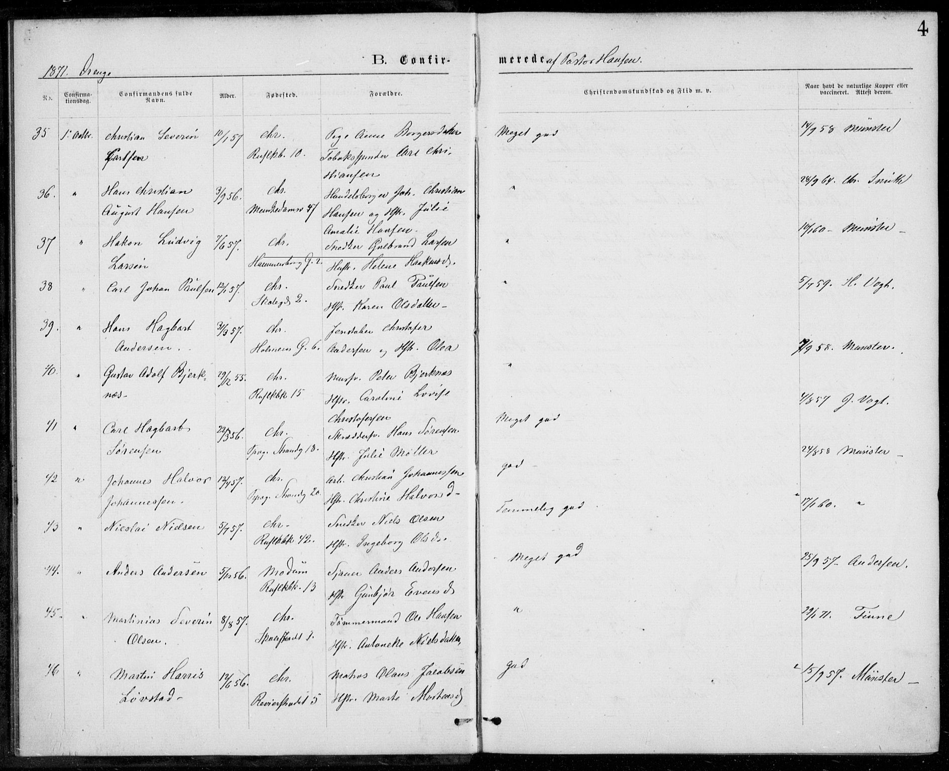 Trefoldighet prestekontor Kirkebøker, AV/SAO-A-10882/F/Fb/L0002: Ministerialbok nr. II 2, 1871-1880, s. 4