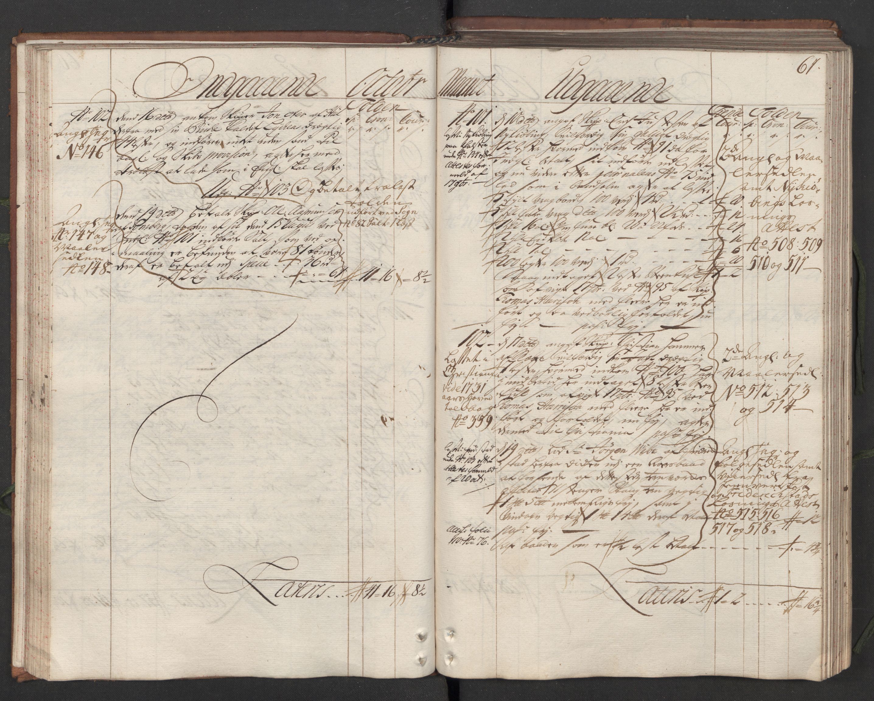 Generaltollkammeret, tollregnskaper, RA/EA-5490/R05/L0012/0001: Tollregnskaper Moss, Son, Krokstad / Hovedtollbok, 1731, s. 60b-61a