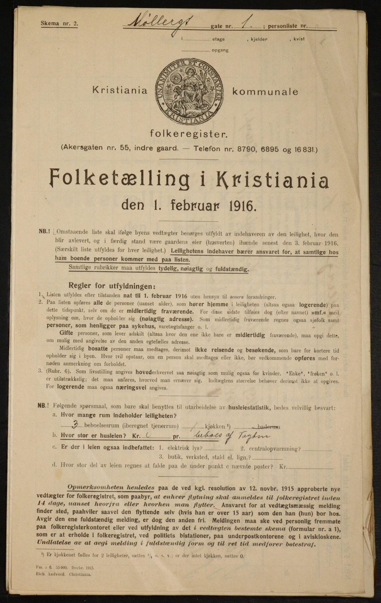 OBA, Kommunal folketelling 1.2.1916 for Kristiania, 1916, s. 70101