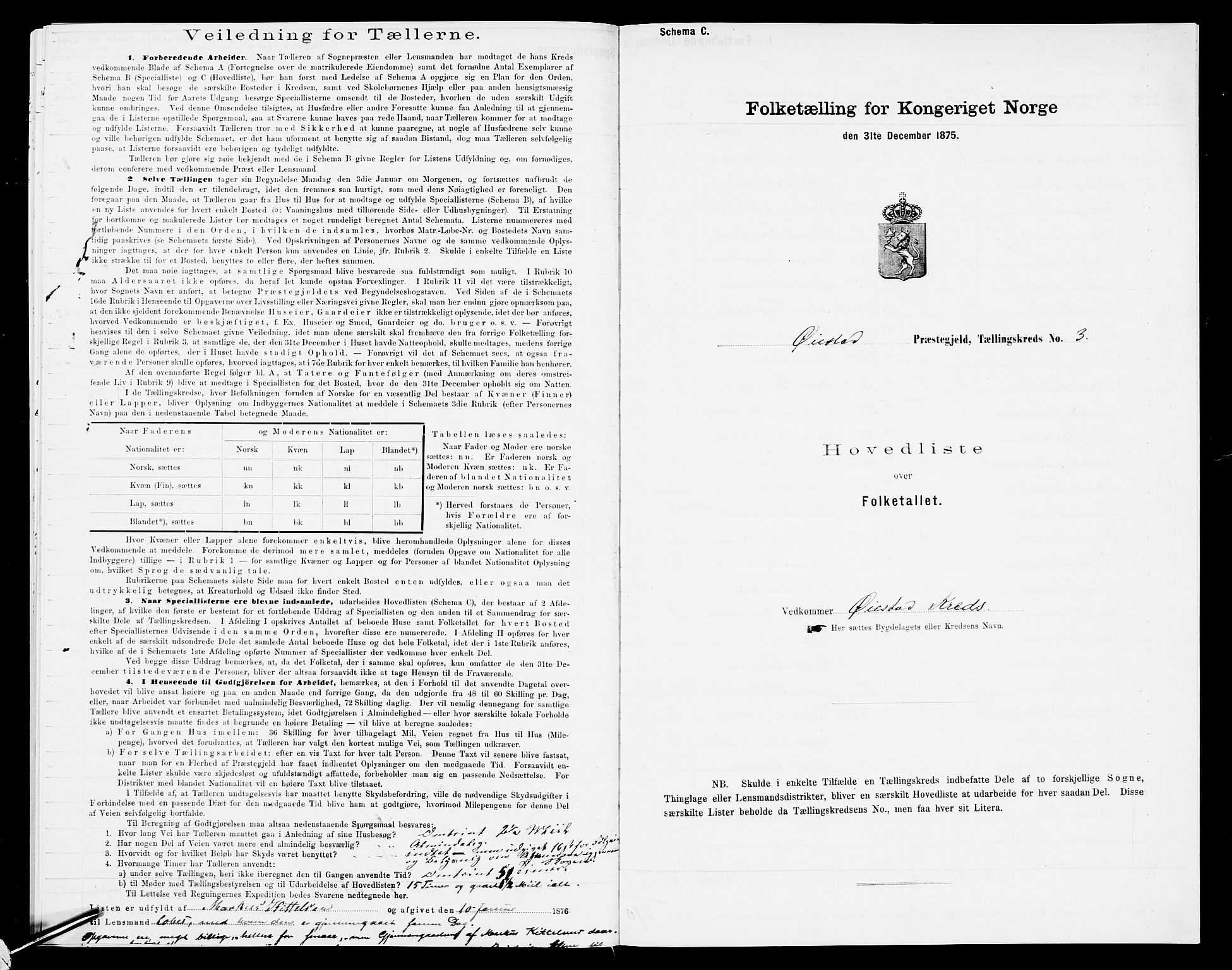 SAK, Folketelling 1875 for 0920P Øyestad prestegjeld, 1875, s. 35