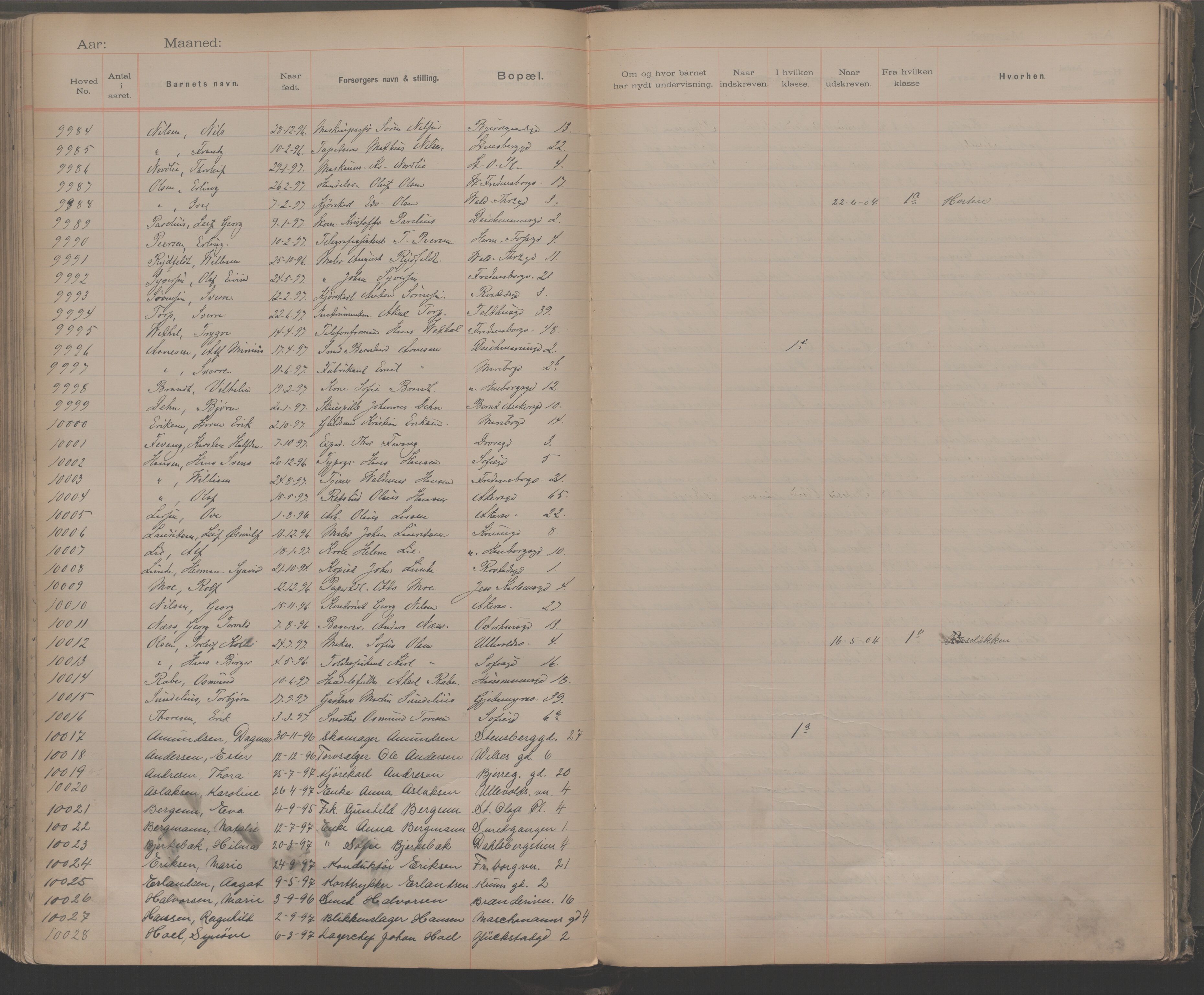 Møllergata skole, OBA/A-20129/F/Fa/L0001: Ut-/innskrivningsprotokoll, 1889-1907, s. 228