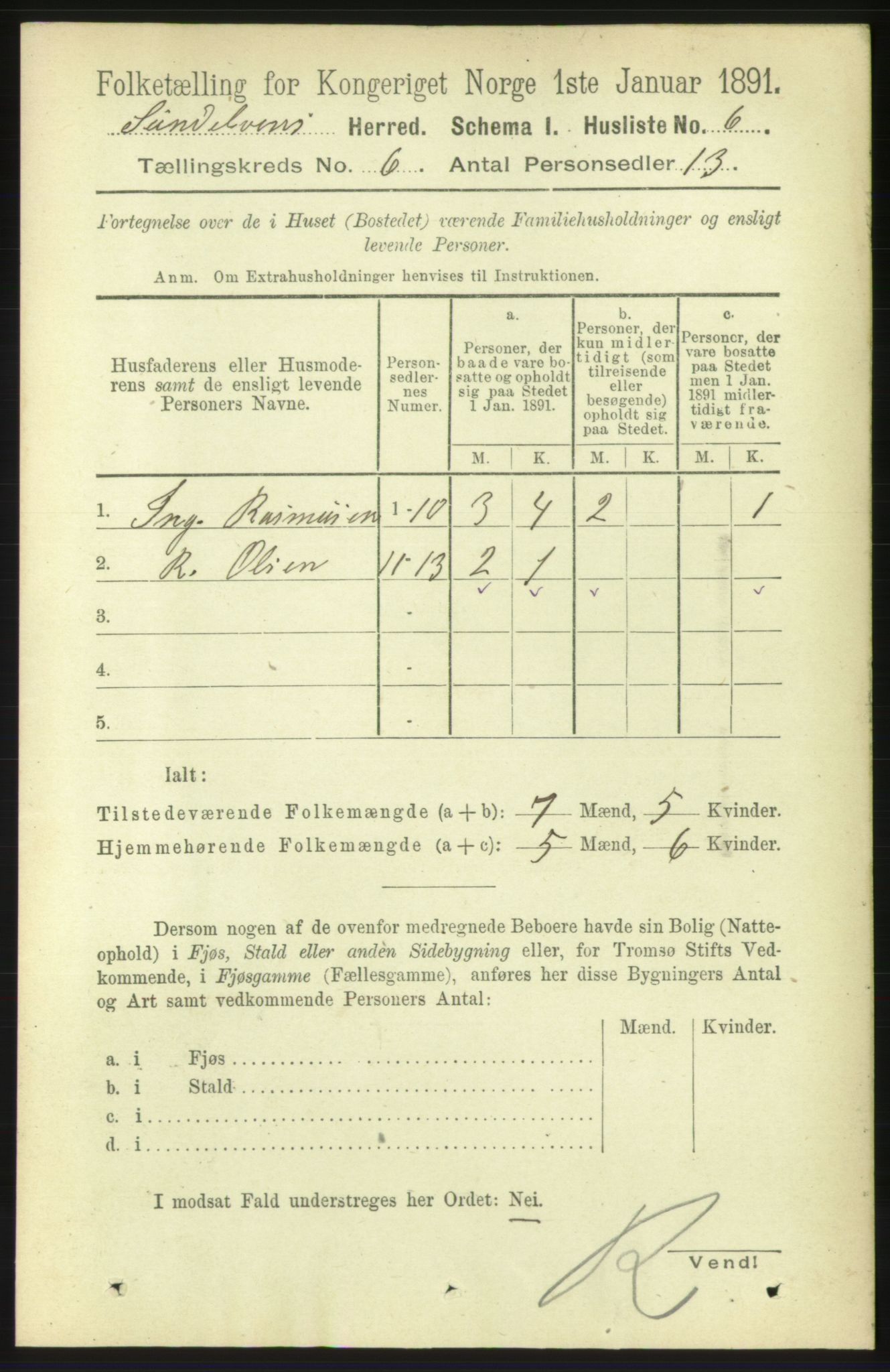 RA, Folketelling 1891 for 1523 Sunnylven herred, 1891, s. 1466