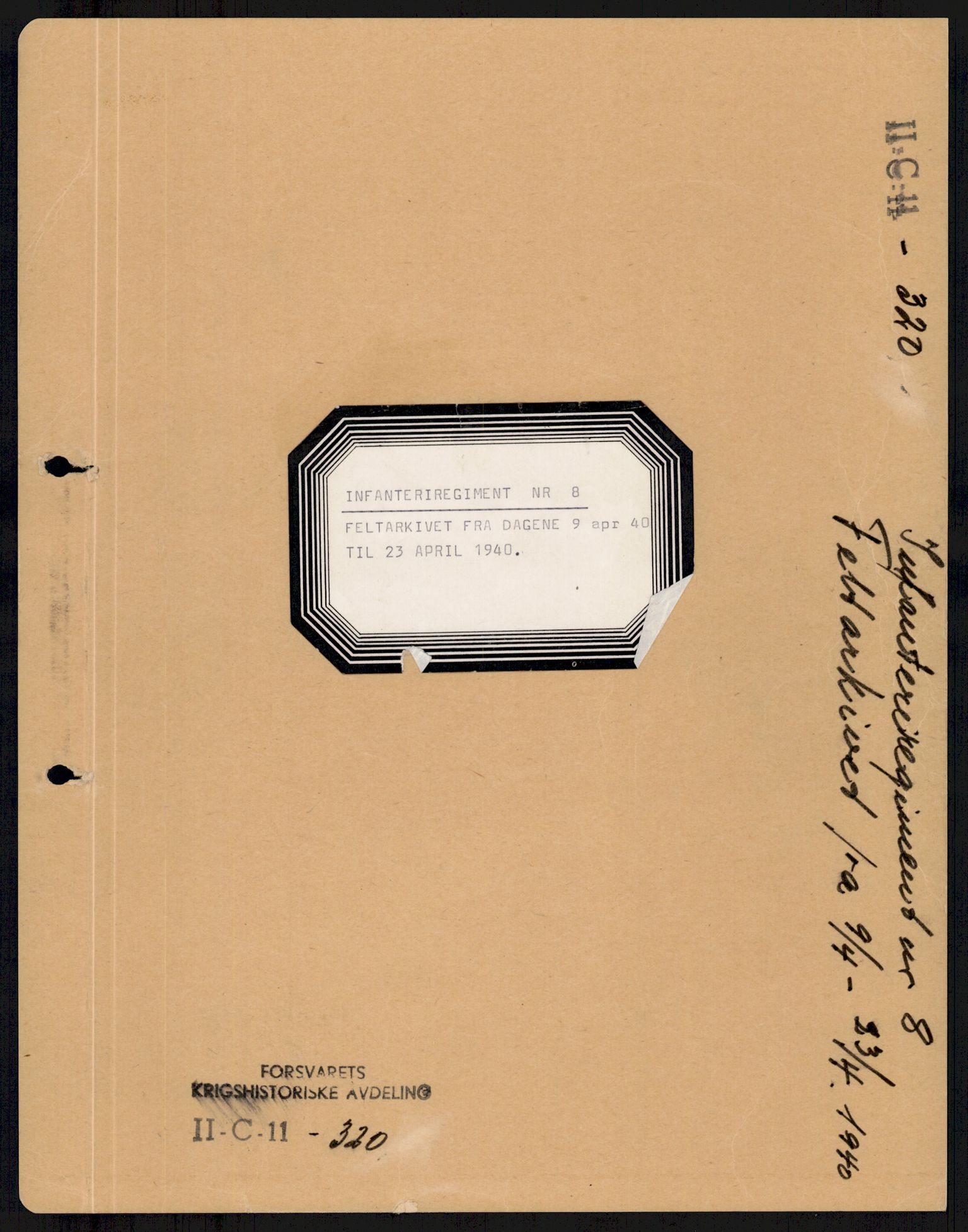 Forsvaret, Forsvarets krigshistoriske avdeling, AV/RA-RAFA-2017/Y/Yb/L0090: II-C-11-320  -  3. Divisjon., 1940, s. 1