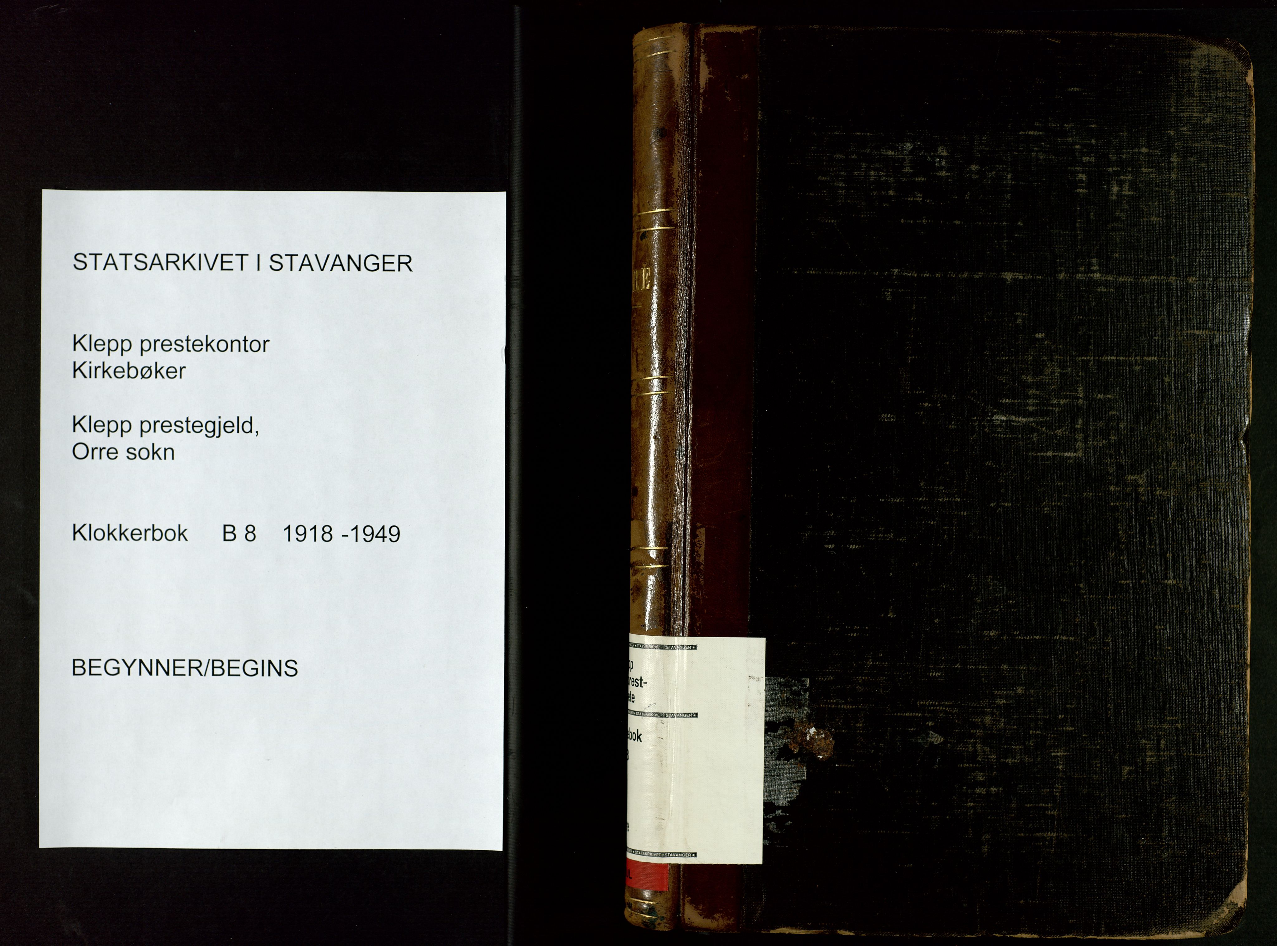 Klepp sokneprestkontor, AV/SAST-A-101803/001/3/30BB/L0008: Klokkerbok nr. B 8, 1918-1949