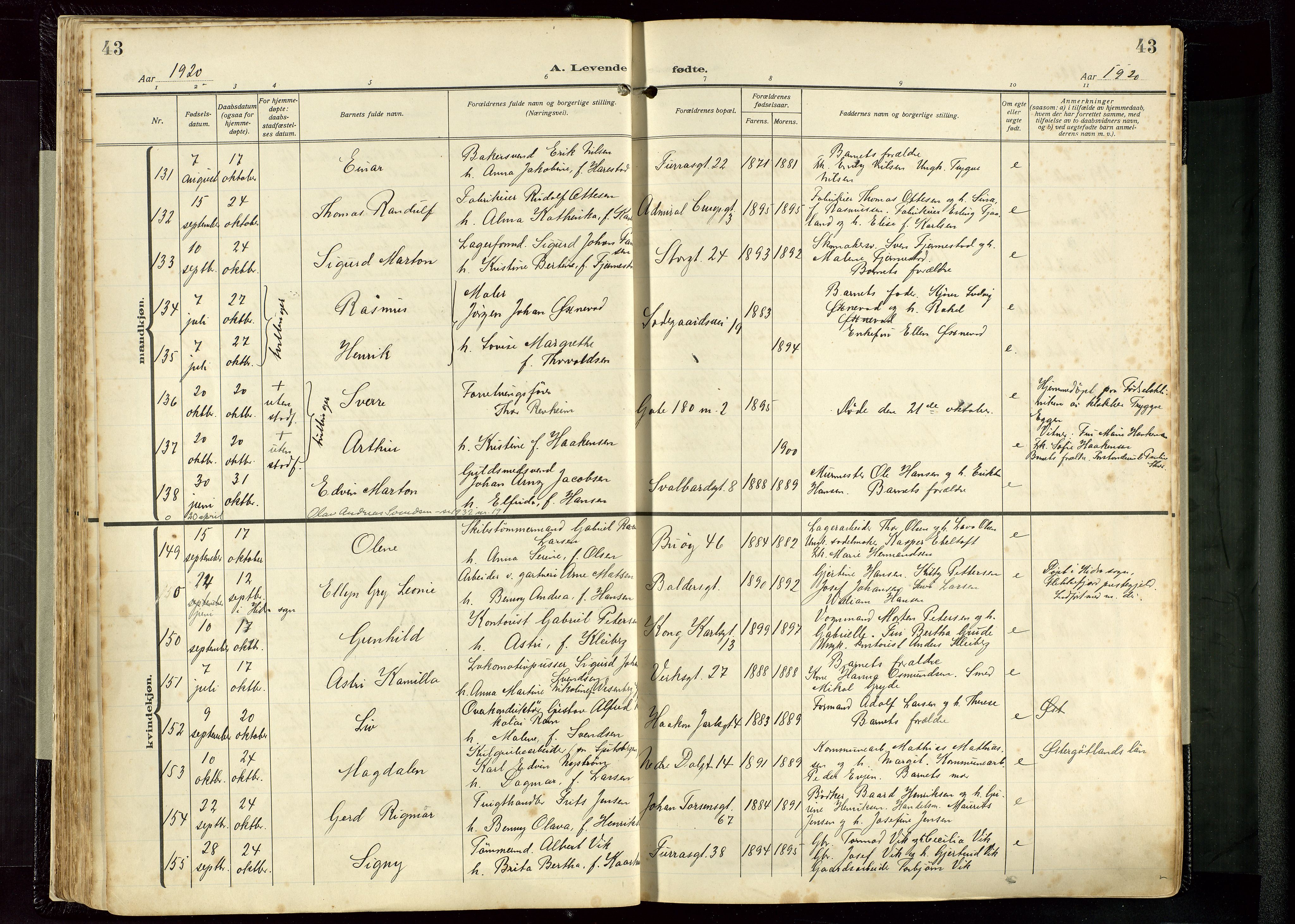 St. Petri sokneprestkontor, AV/SAST-A-101813/002/D/L0001: Ministerialbok nr. A 26, 1918-1937, s. 43