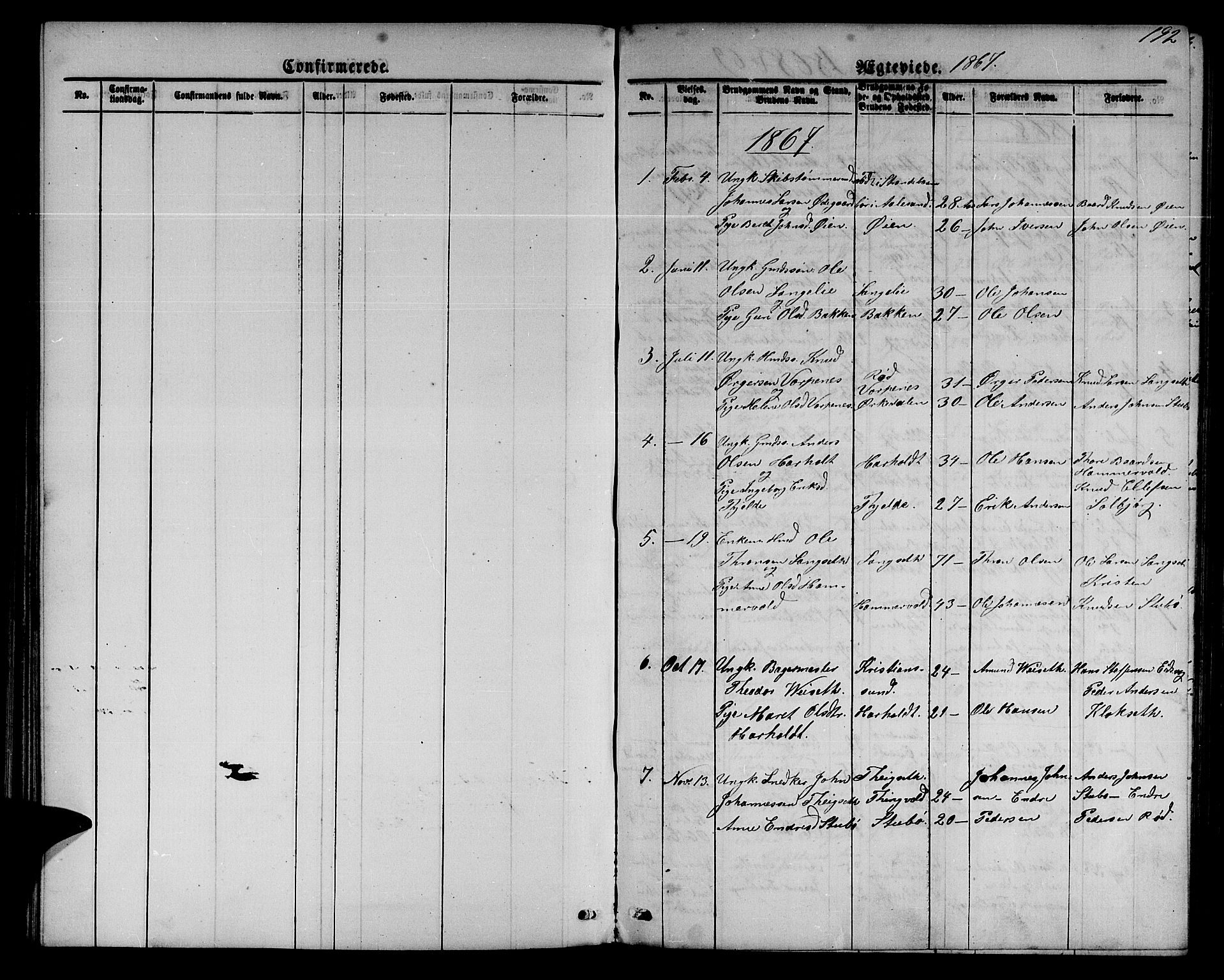 Ministerialprotokoller, klokkerbøker og fødselsregistre - Møre og Romsdal, SAT/A-1454/551/L0630: Klokkerbok nr. 551C02, 1867-1885, s. 192