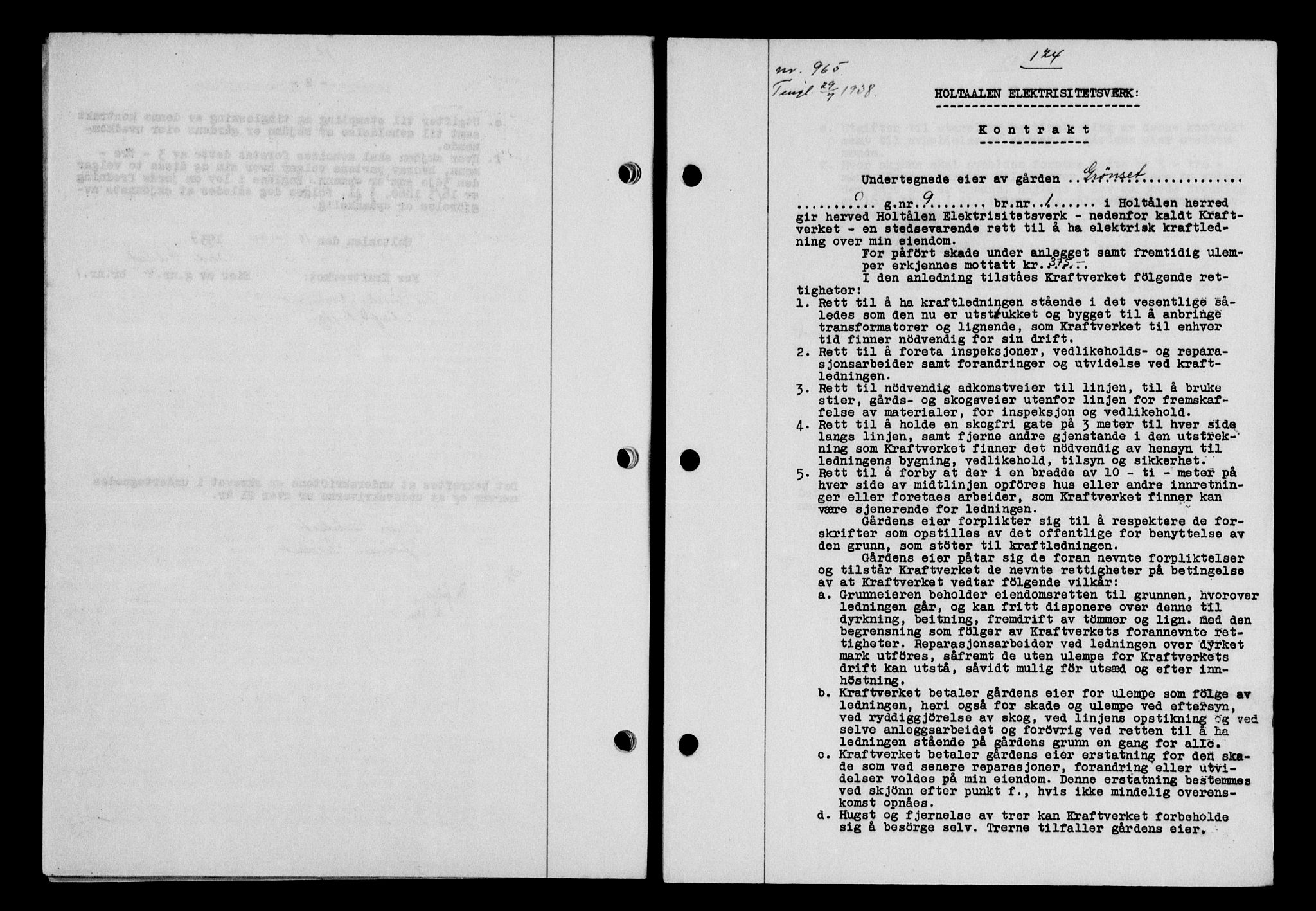 Gauldal sorenskriveri, SAT/A-0014/1/2/2C/L0049: Pantebok nr. 53, 1938-1938, Dagboknr: 965/1938