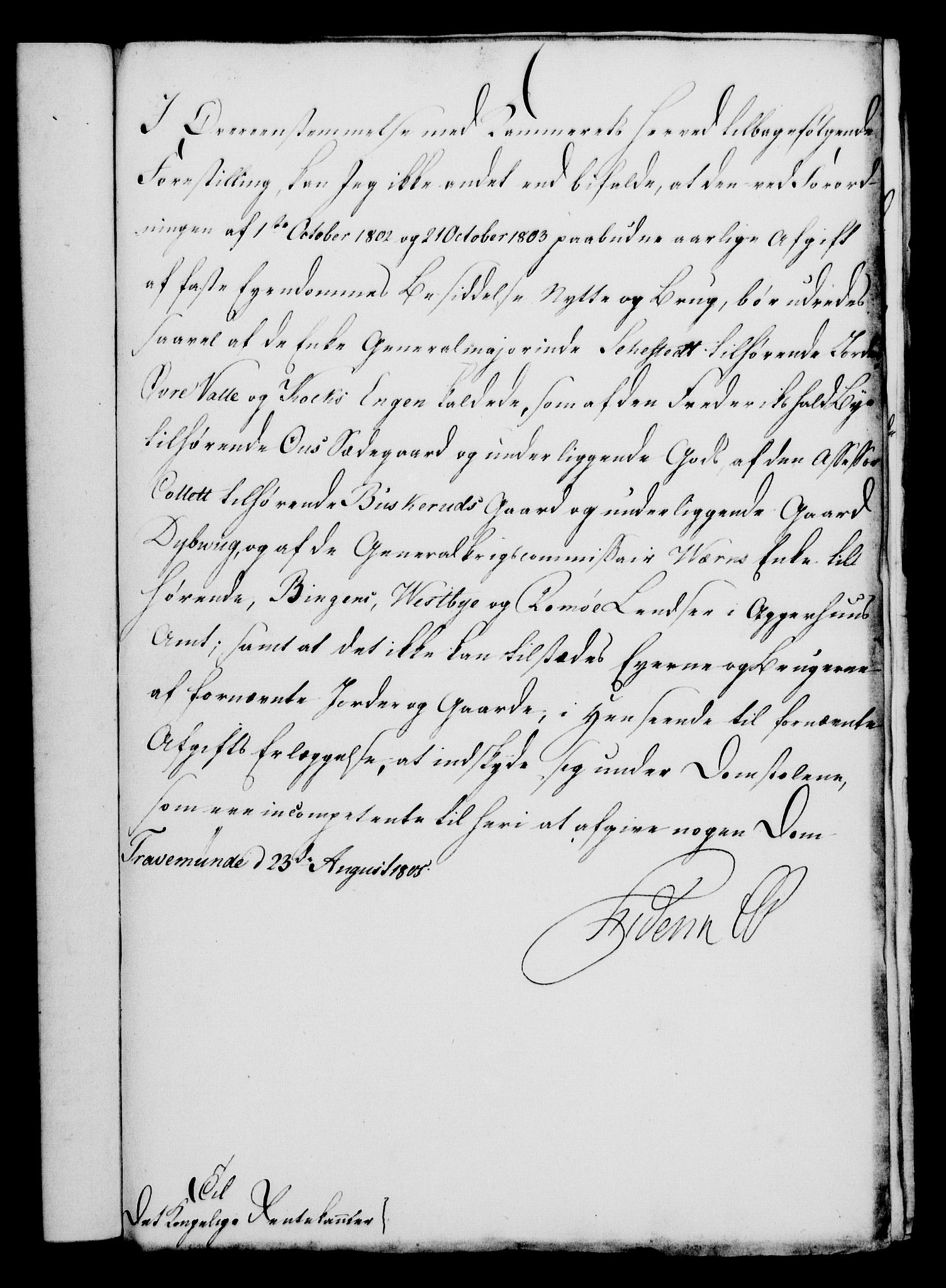 Rentekammeret, Kammerkanselliet, RA/EA-3111/G/Gf/Gfa/L0087: Norsk relasjons- og resolusjonsprotokoll (merket RK 52.87), 1805, s. 504